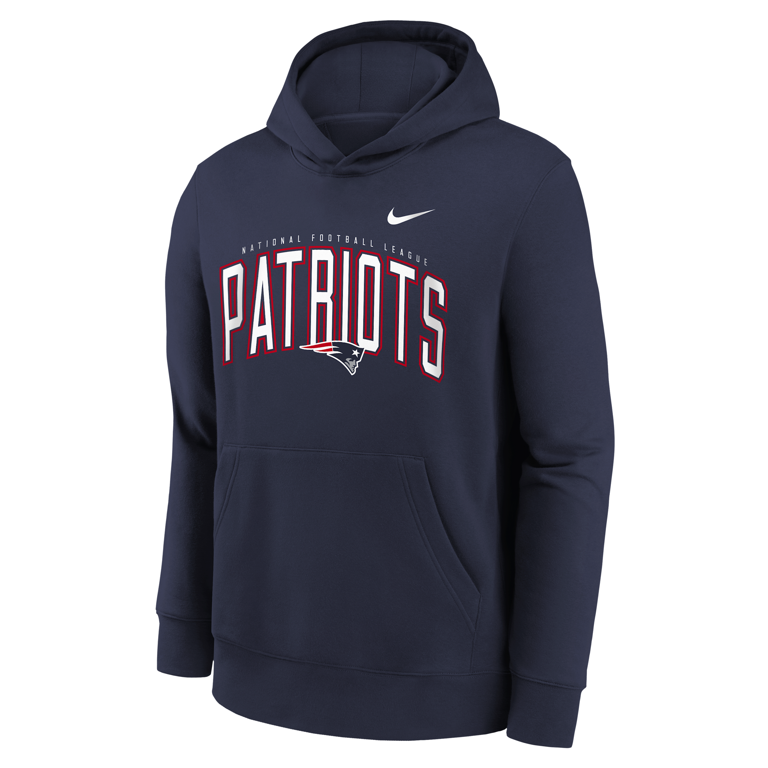New England Patriots Essentials Club Logo Arch Big Kids' Nike NFL Pullover Crew in Blue | Z1B7NFQQPAT-NBO