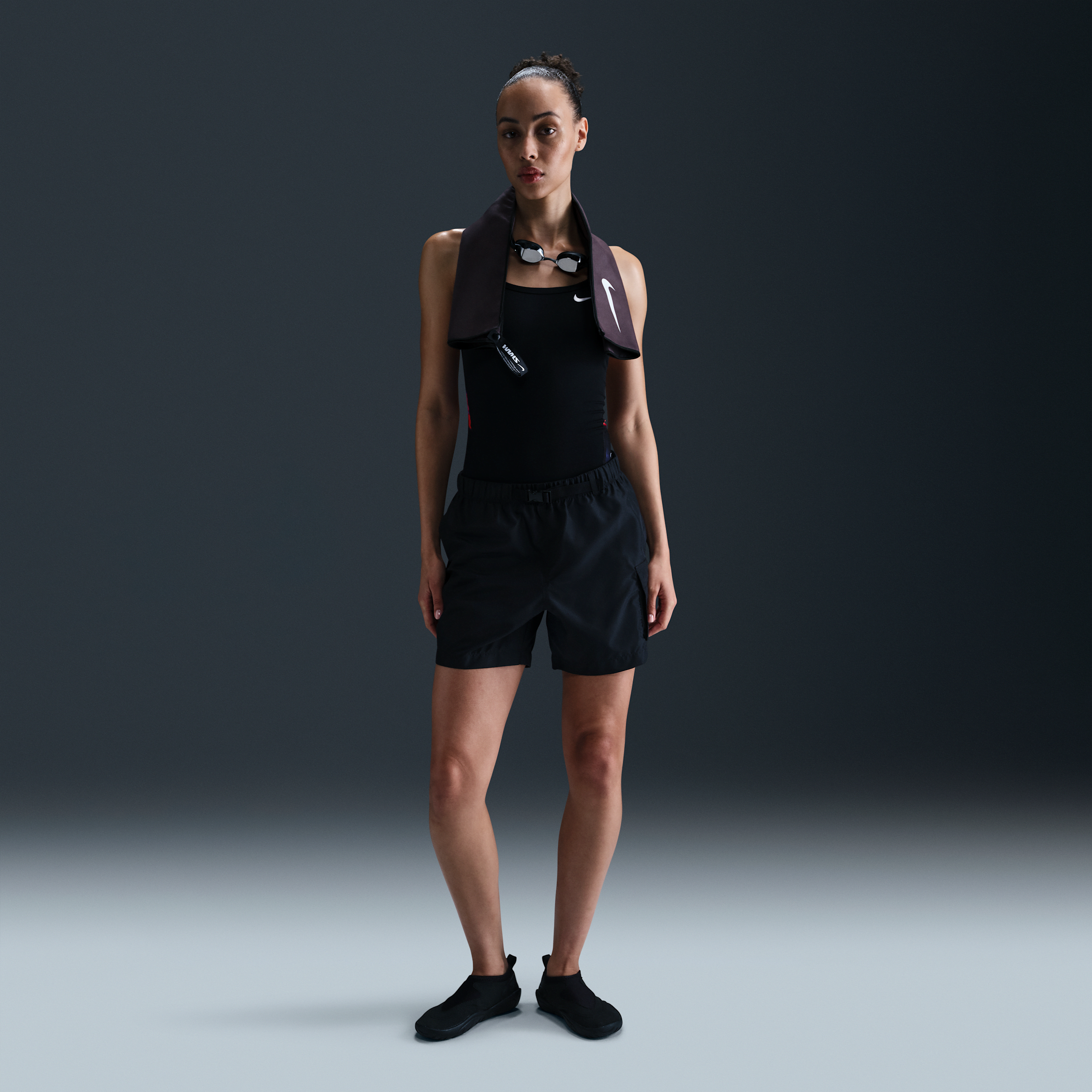Nike Women's Swim Voyage Cover-up Shorts In Black