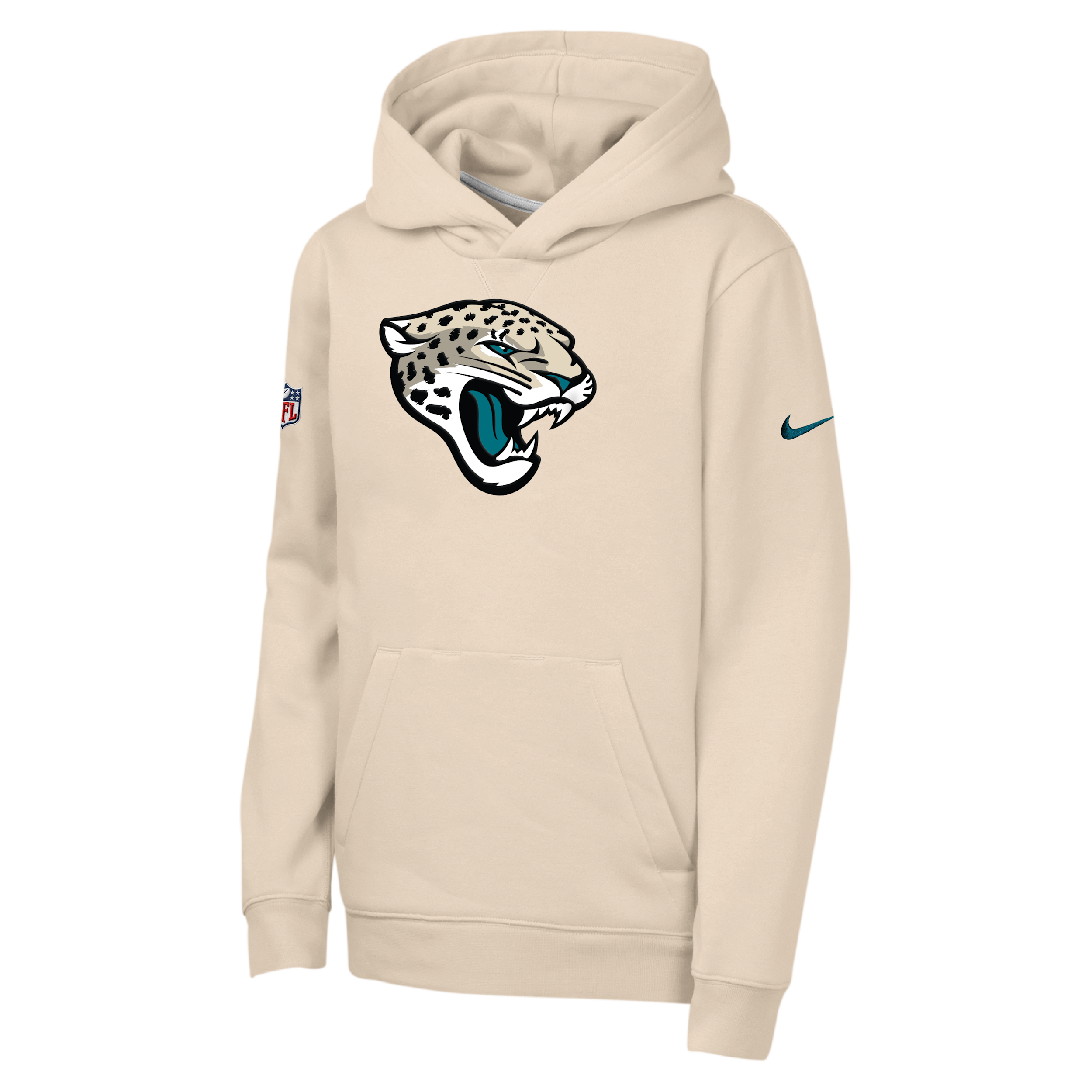 Nike Big Boys' and Girls' Natural Jacksonville Jaguars 2026 Rivalries Collection Sideline Club Fleece Pullover Hoodie - Natural