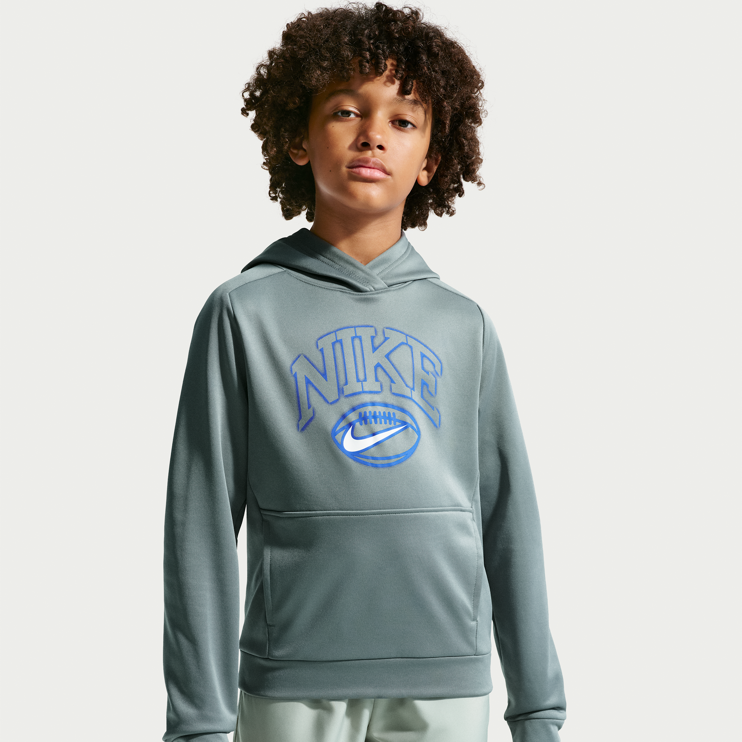 Nike Trophy Big Kids' (Boys') Therma-FIT Pullover Hoodie in Grey | IX7252-084