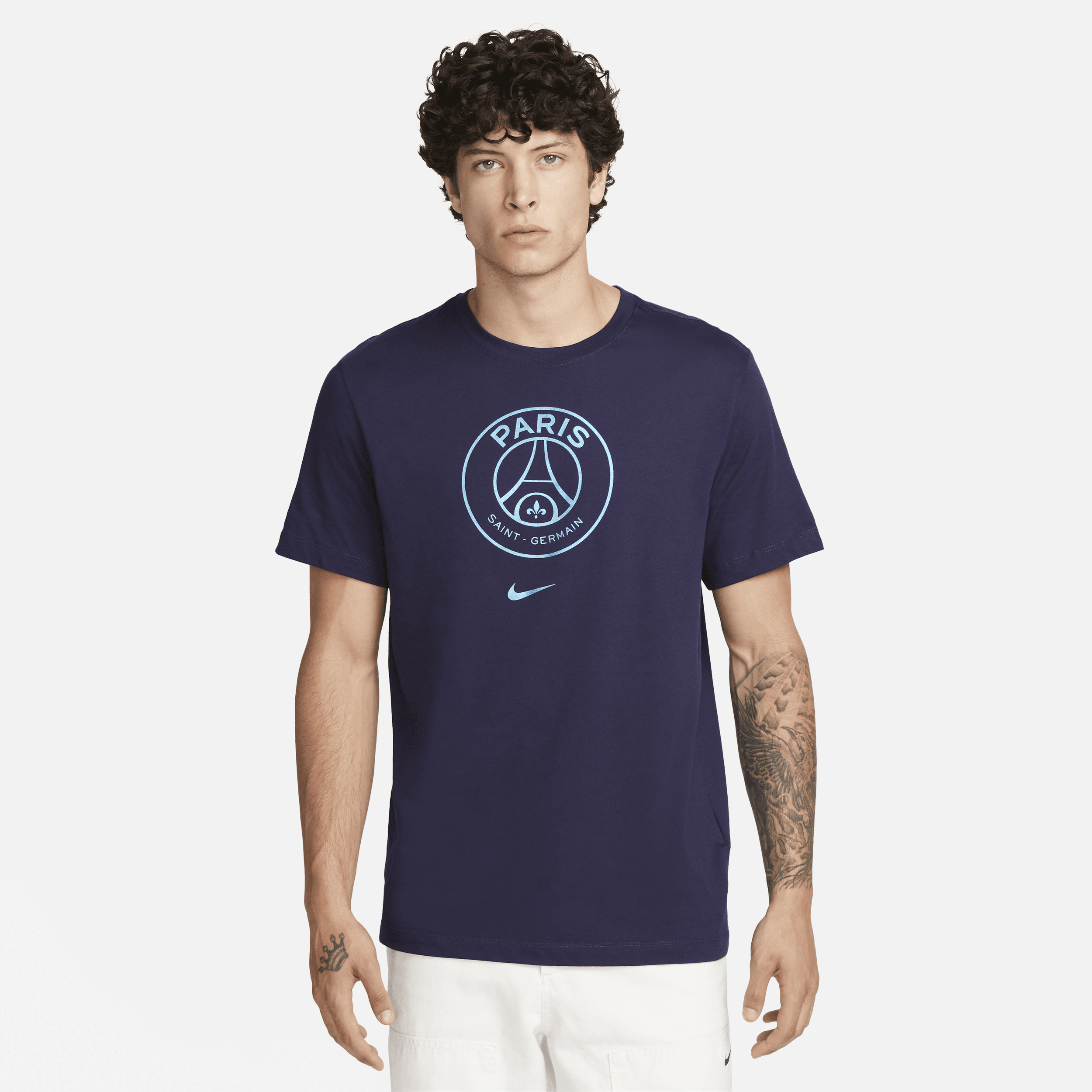 Shop Nike Men's Paris Saint-germain Crest Soccer T-shirt In Blue