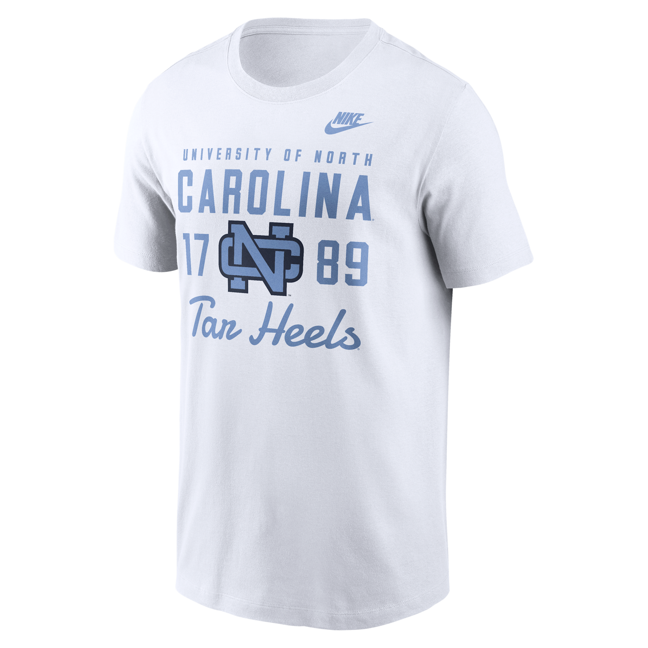 North Carolina Legacy Stacked Est Nike Men's College T-Shirt in White | N19910ANCV-AZ2