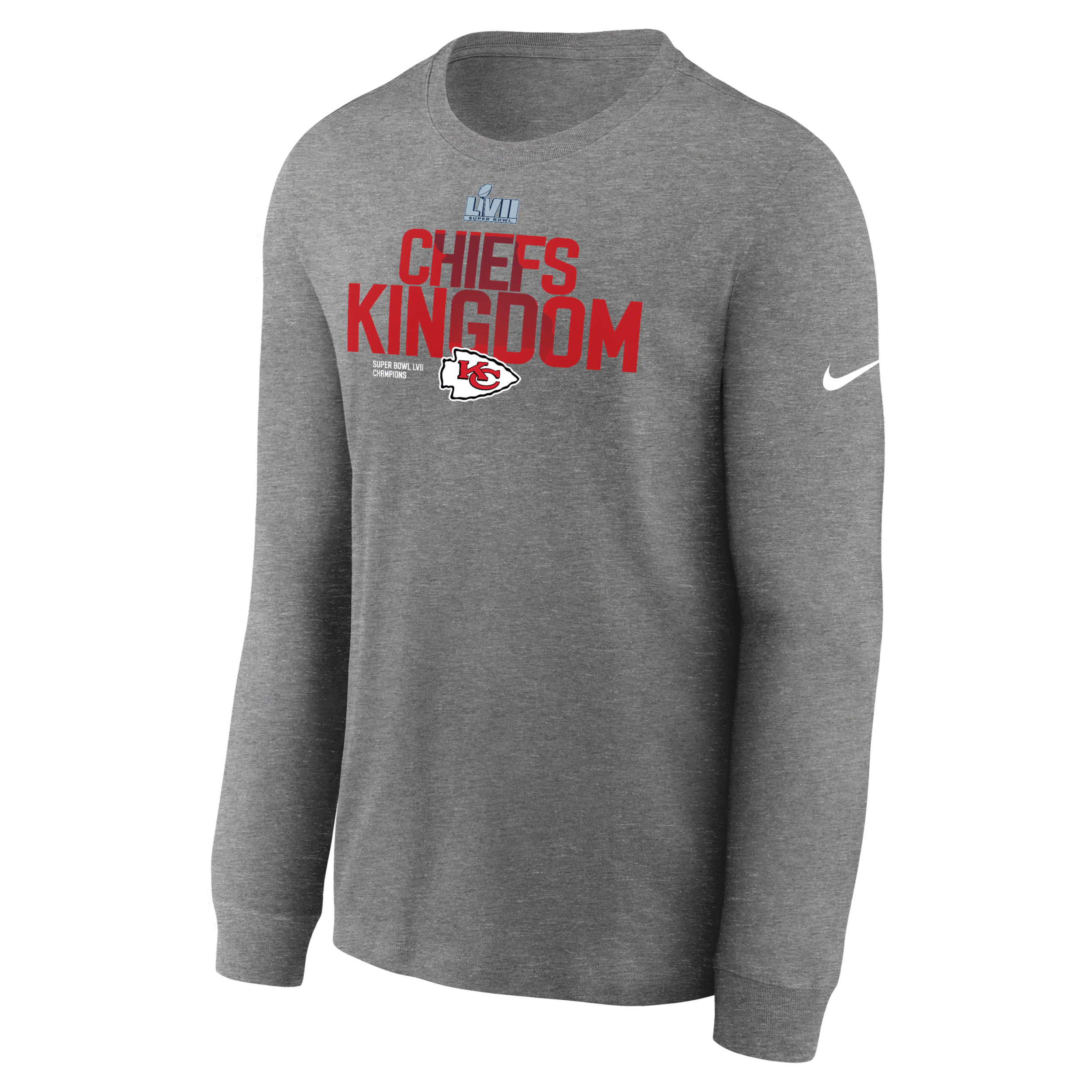 Nike Men's Super Bowl Lvii Champions Local Pack (nfl Kansas City Chiefs) Long-sleeve T-shirt In Grey