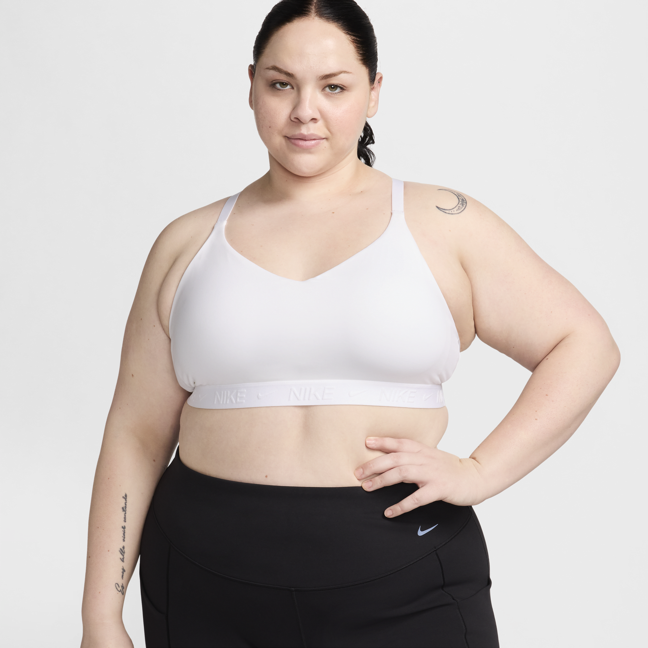 Shop Nike Women's Indy Light Support Padded Adjustable Sports Bra (plus Size) In White
