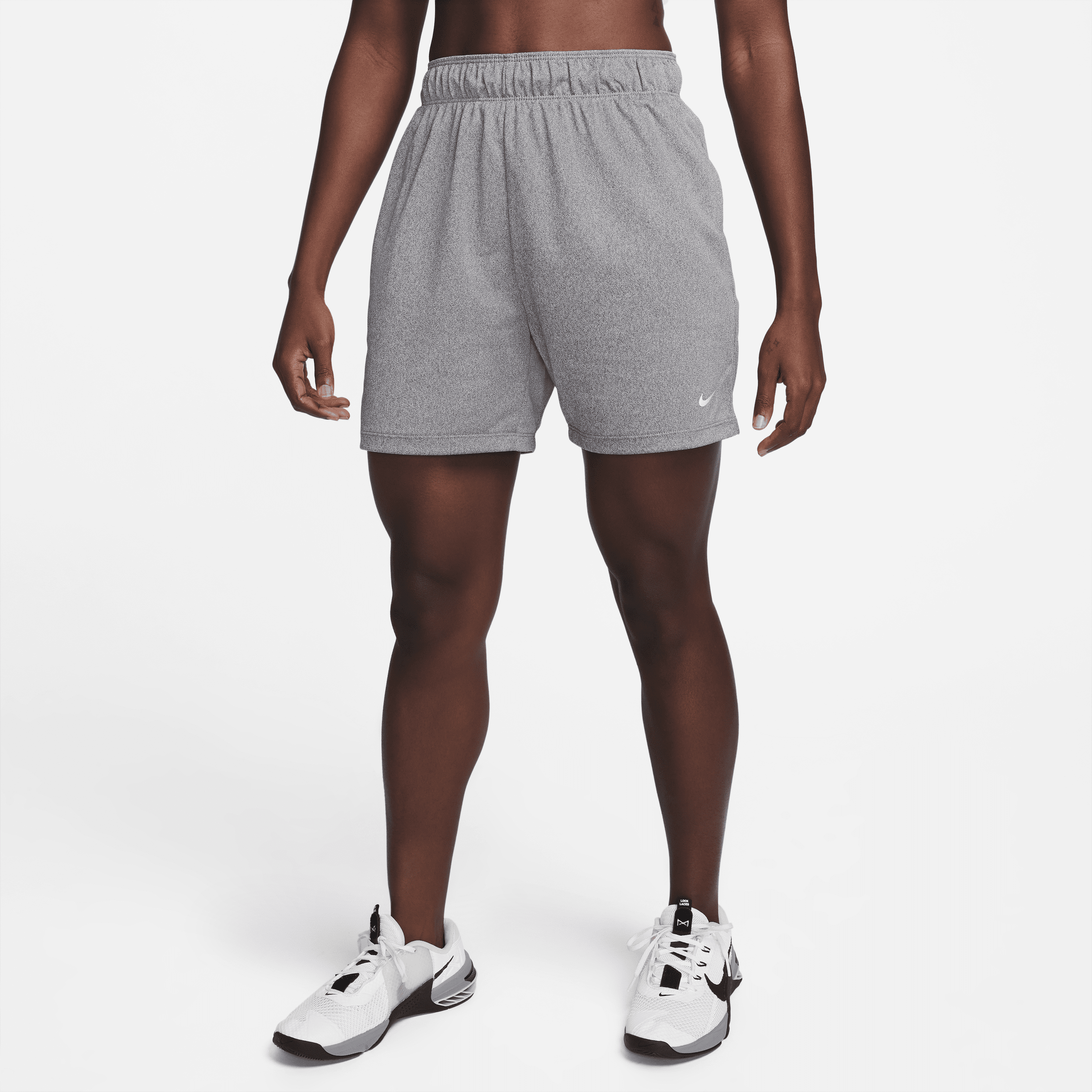 Nike Women's Attack Dri-fit Fitness Mid-rise 5" Unlined Shorts In Grey