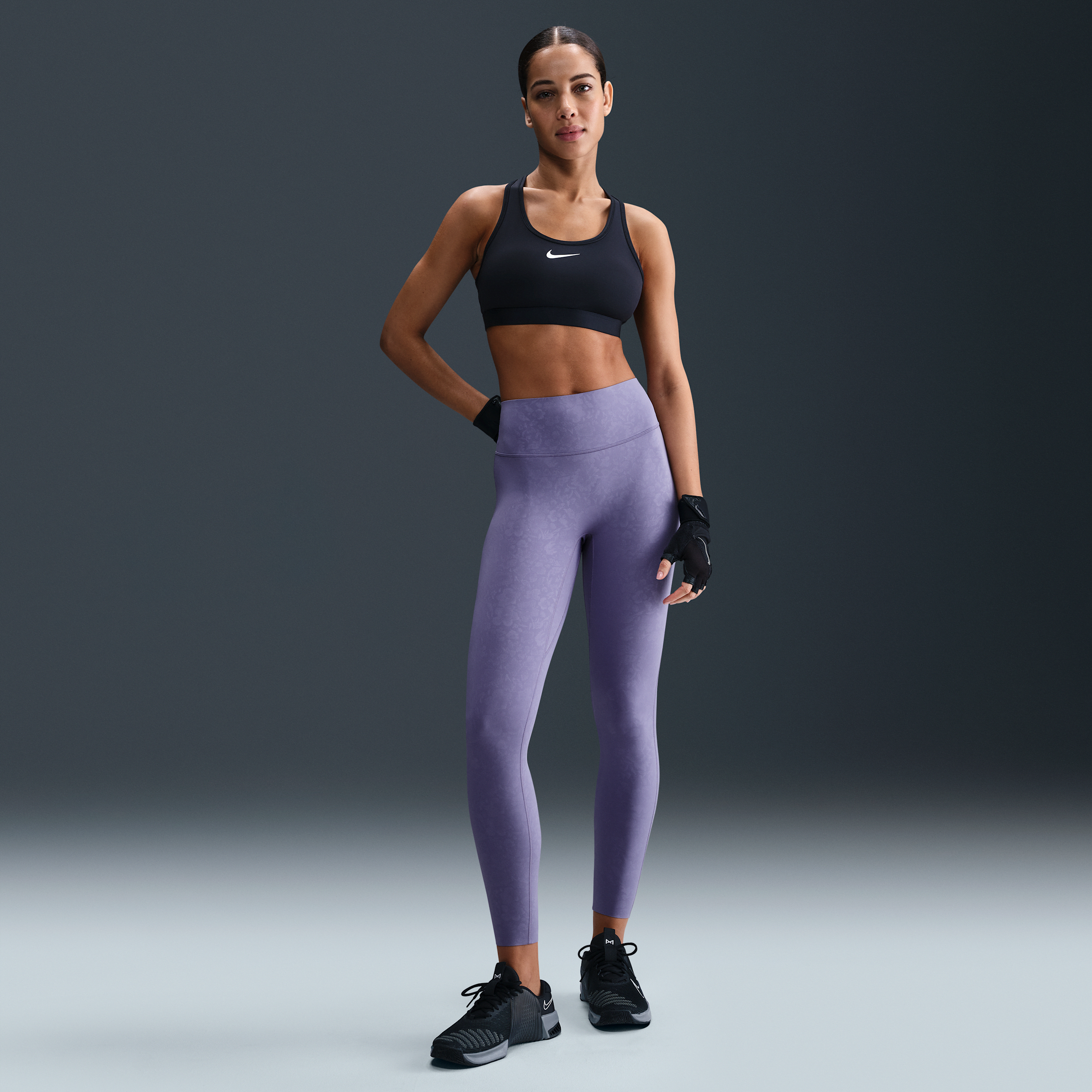 Nike Women's Universa -support High-waisted 7/8 Floral Leggings In Purple