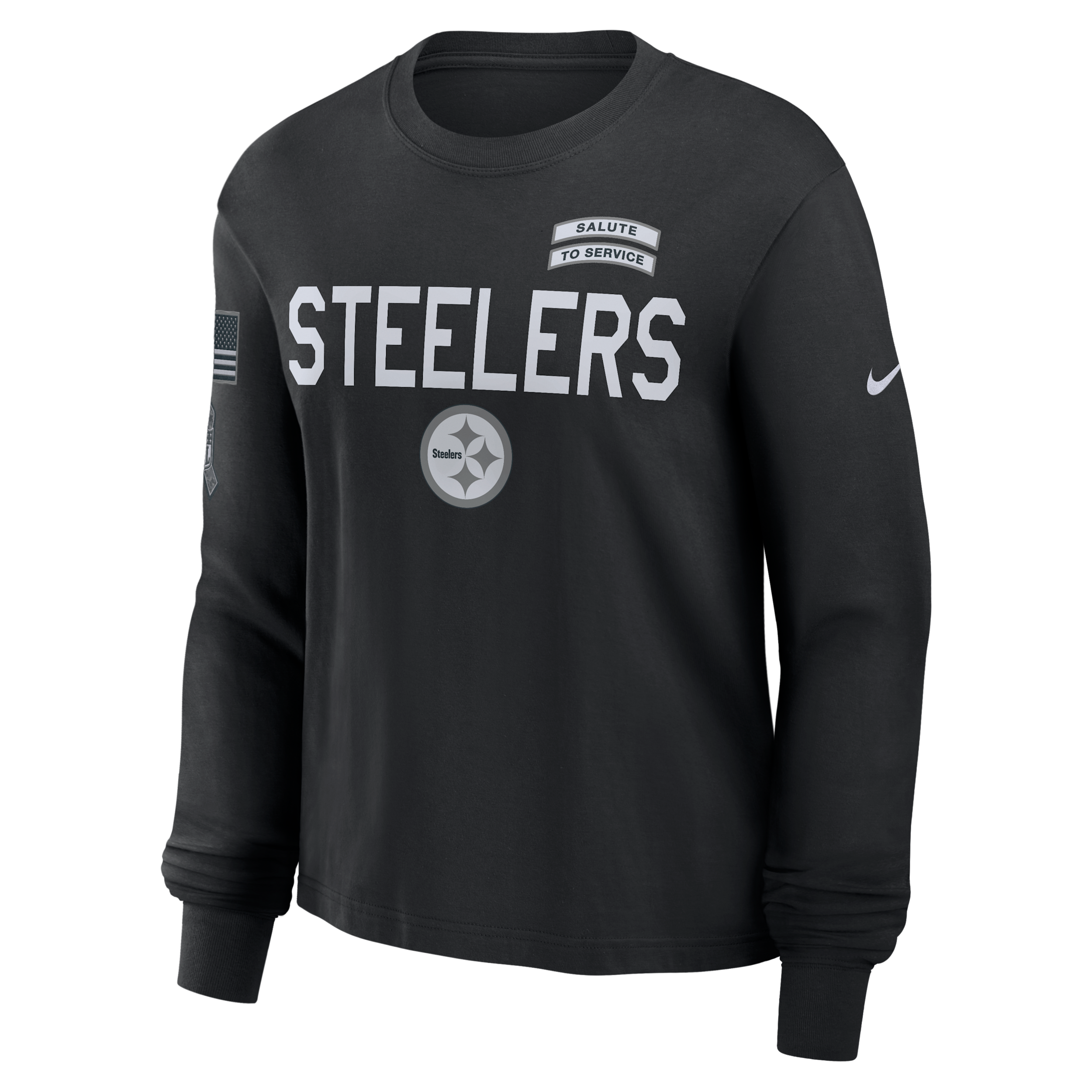Pittsburgh Steelers Salute to Service Sideline Nike Women's Dri-FIT NFL Long-Sleeve T-Shirt in Black | 02GD00AA2S-ED0