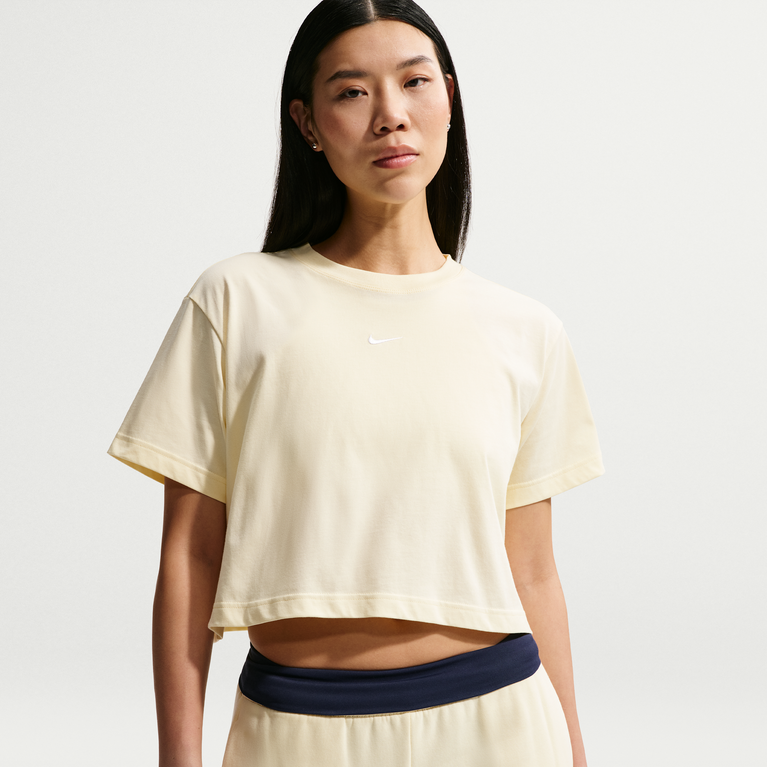 Women's Nike Sportswear Classic Loose Short-Sleeve Cropped T-Shirt in Brown | IH7594-744