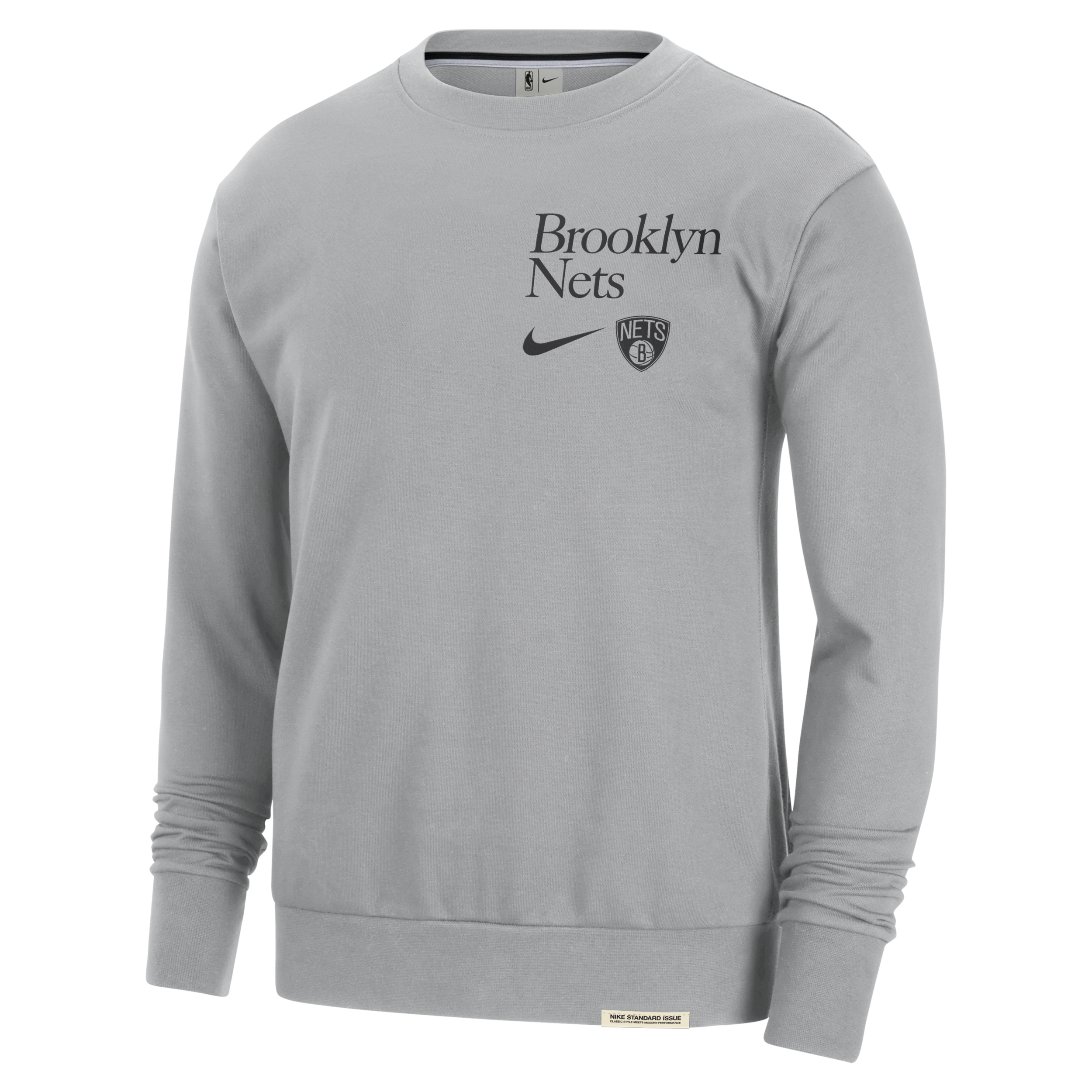 Nike Brooklyn Nets Standard Issue  Men's Dri-fit Nba Crew-neck Sweatshirt In Grey