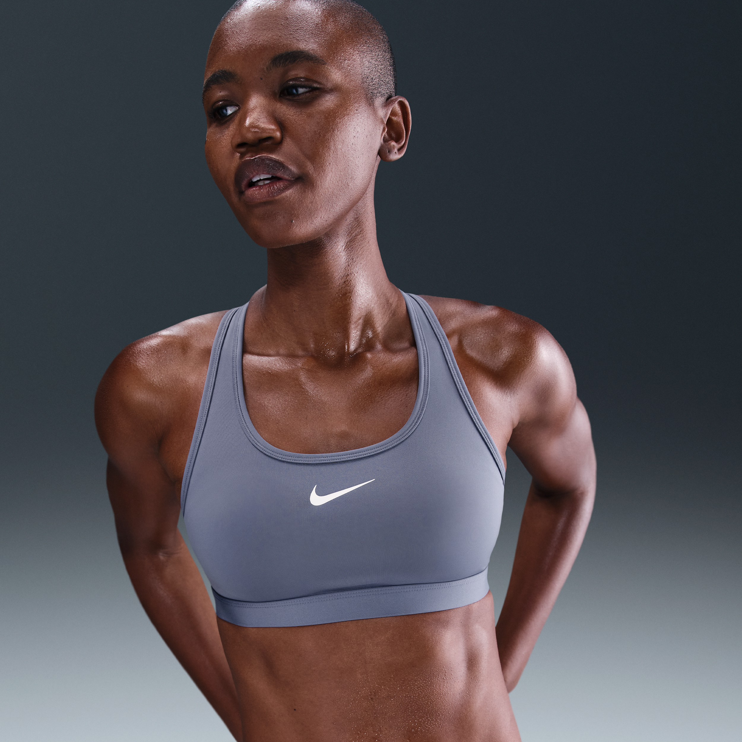 Nike Women's Swoosh Medium Support Padded Sports Bra In Gray