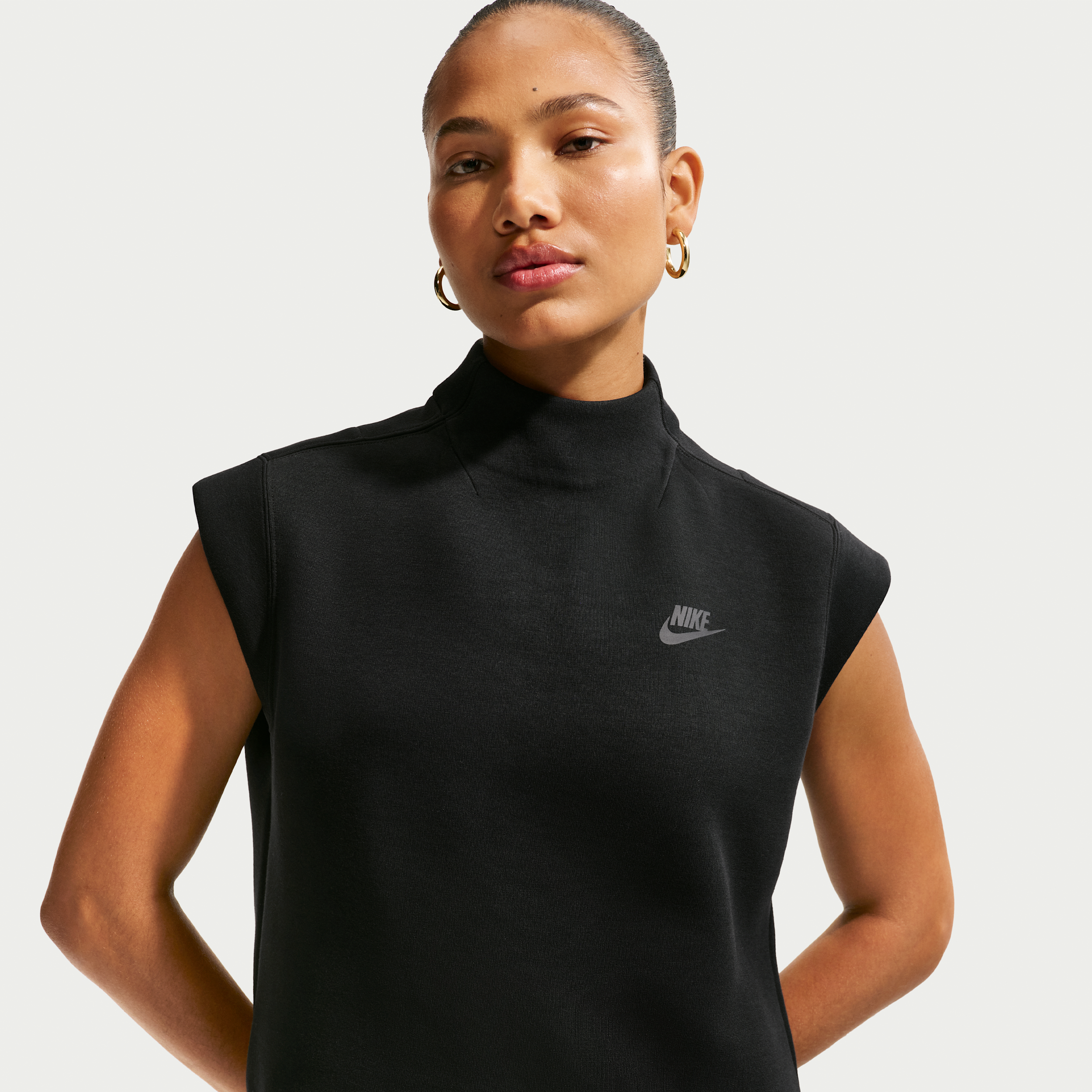 Women's Nike Sportswear Tech Fleece Short-Sleeve Top in Black | IR1705-010