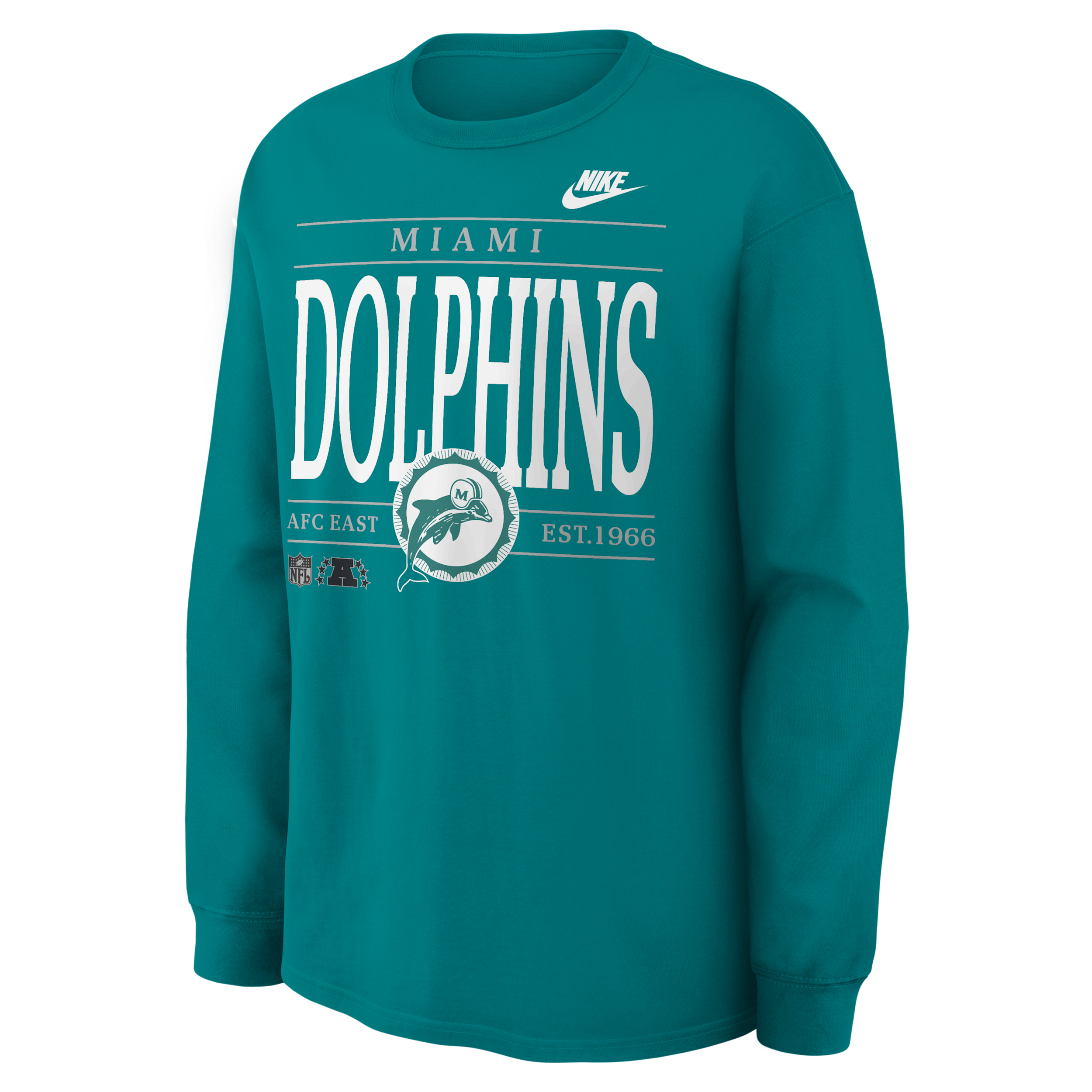 Miami Dolphins Rewind Max90 Nike Men's NFL Long-Sleeve T-Shirt in Blue | 04T94DZ9PV-SD5