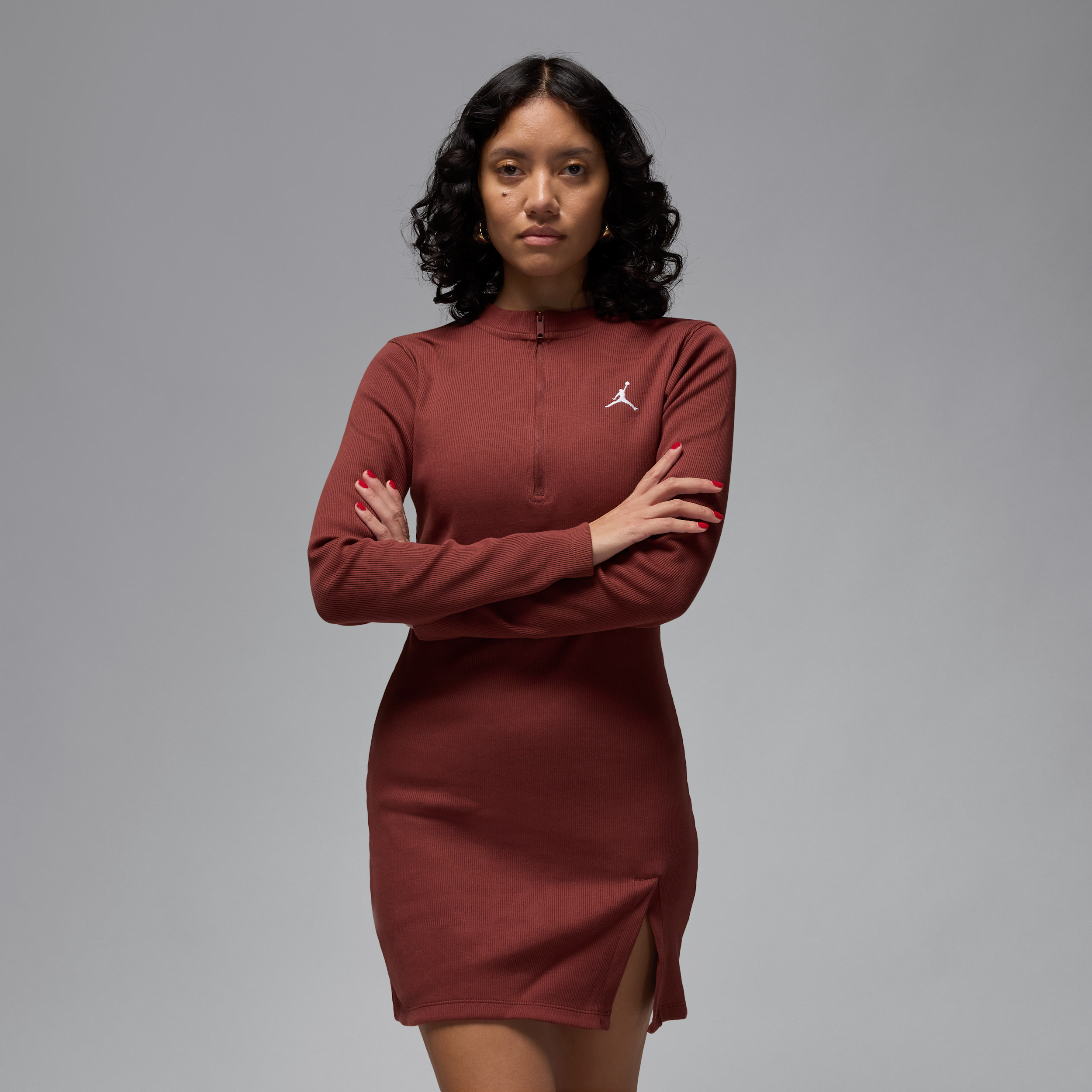 JORDAN WOMEN'S 1/2-ZIP LONG-SLEEVE KNIT DRESS 1015647473