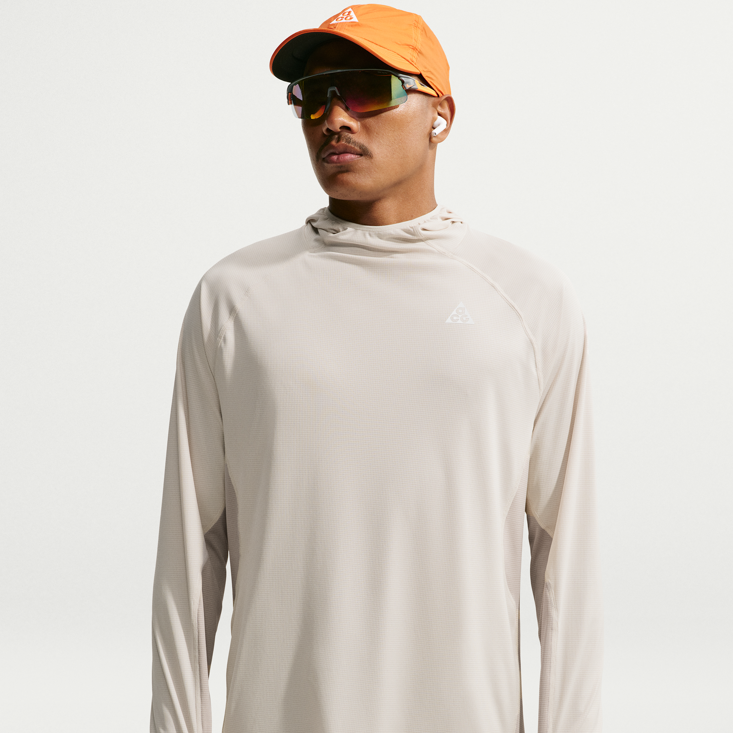 Men's Nike ACG "Solar Chase" Dri-FIT UV Protection Hooded Trail Running Top in Brown | IF9473-104