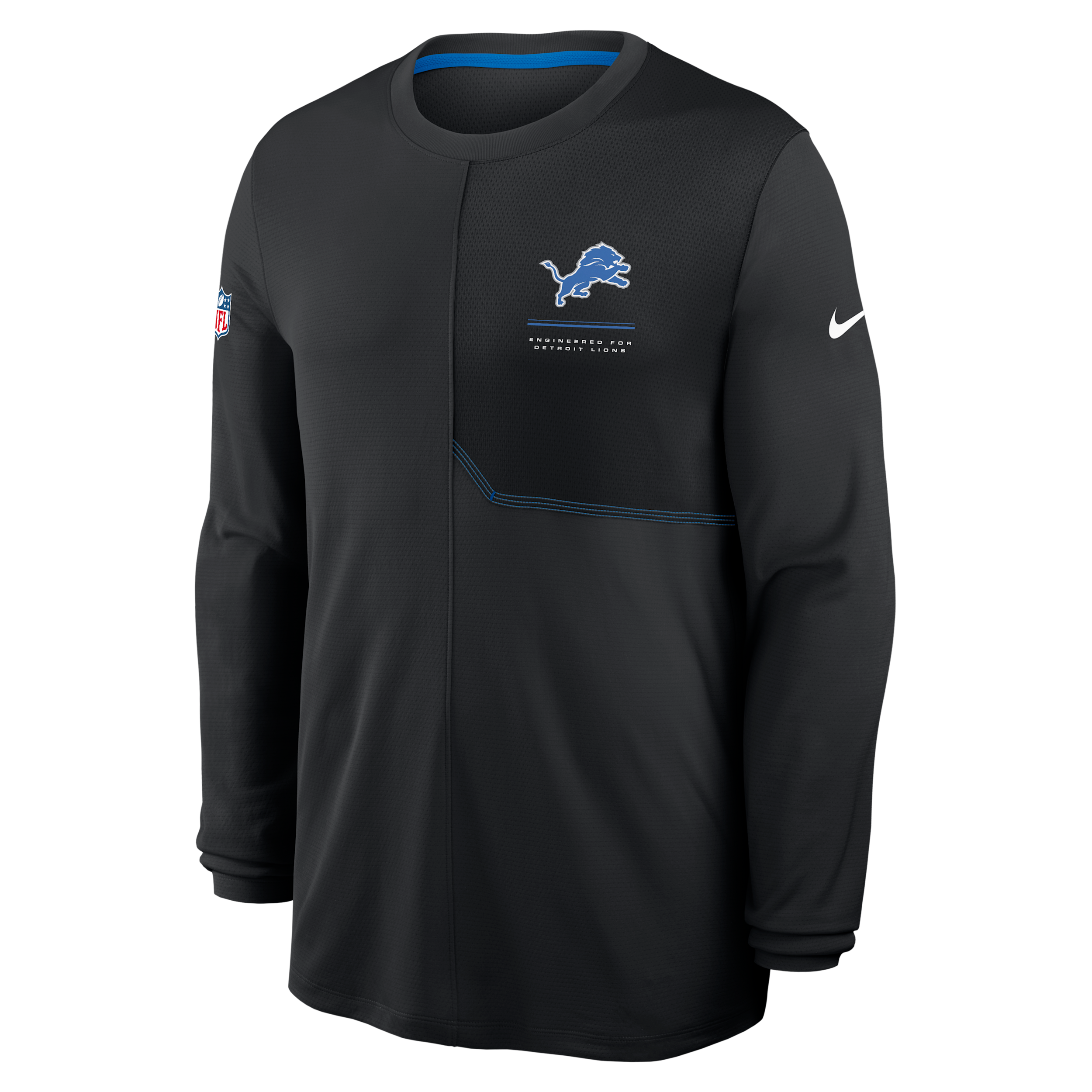 Detroit Lions Sideline Coach Nike Men's Dri-FIT NFL Long-Sleeve Top in Black | 03B10B9B9J-B8B