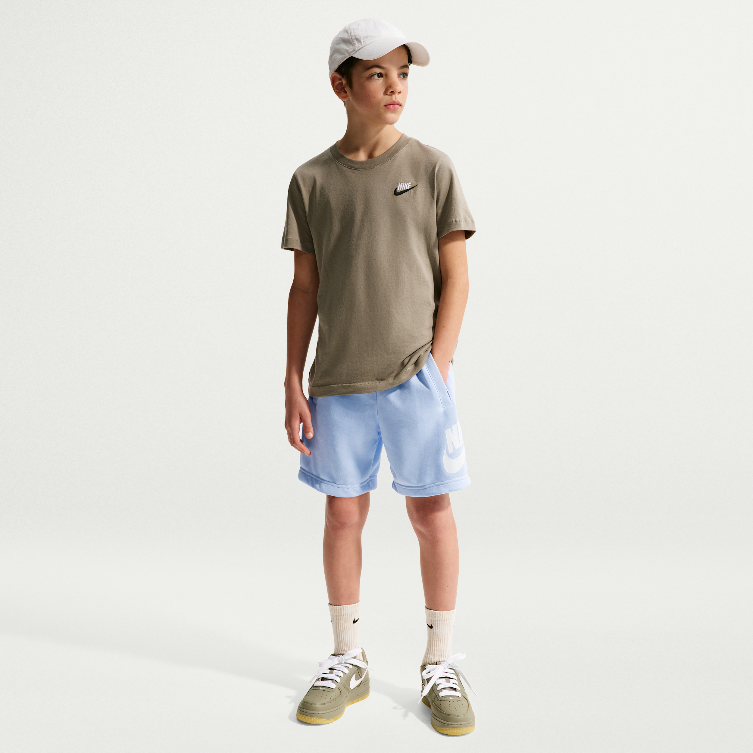 Nike Sportswear Club Fleece Big Kids' French Terry Shorts in Blue | FD2997-408