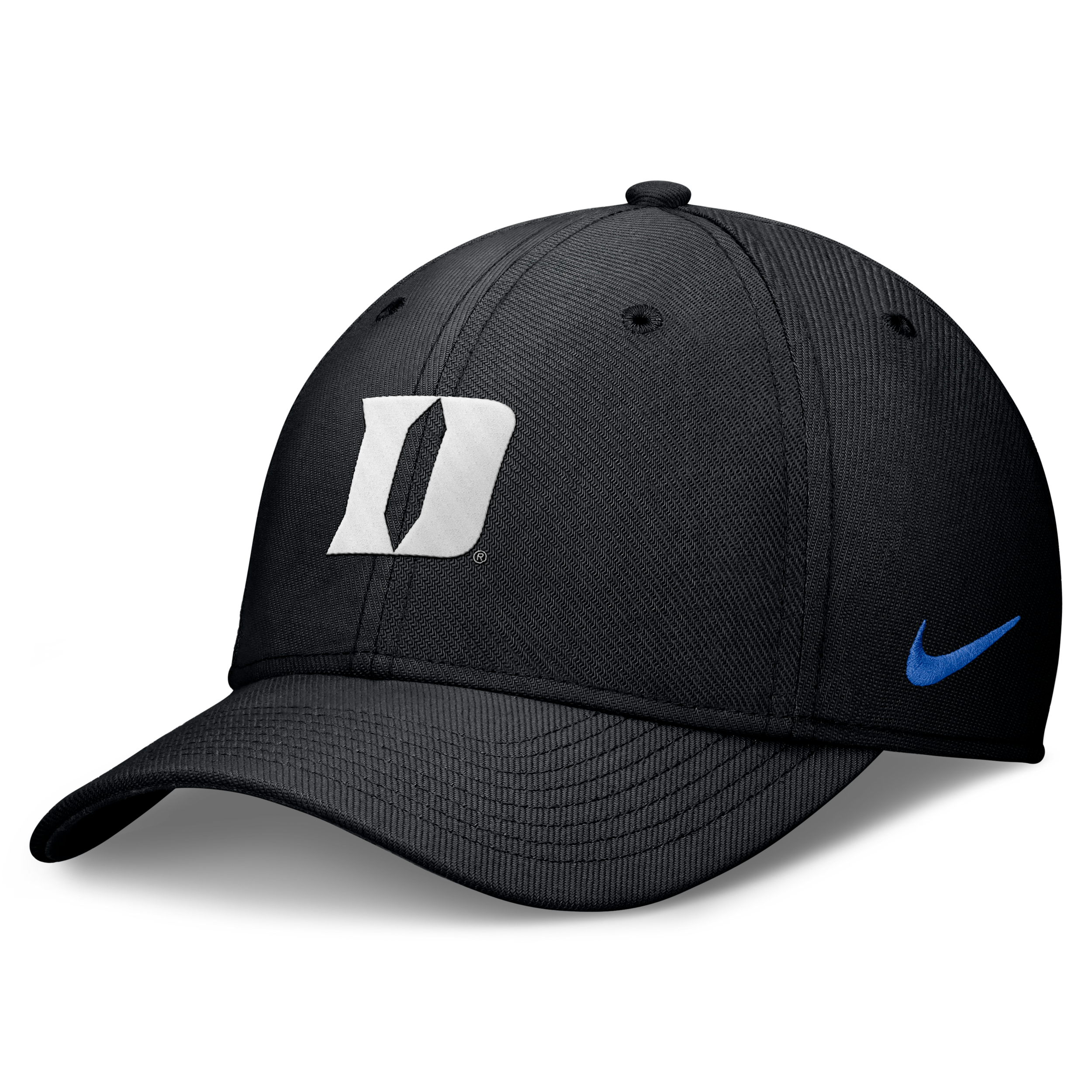 Nike Men's Black Duke Blue Devils Rise SwooshFlex Dri-fit Hat - Black