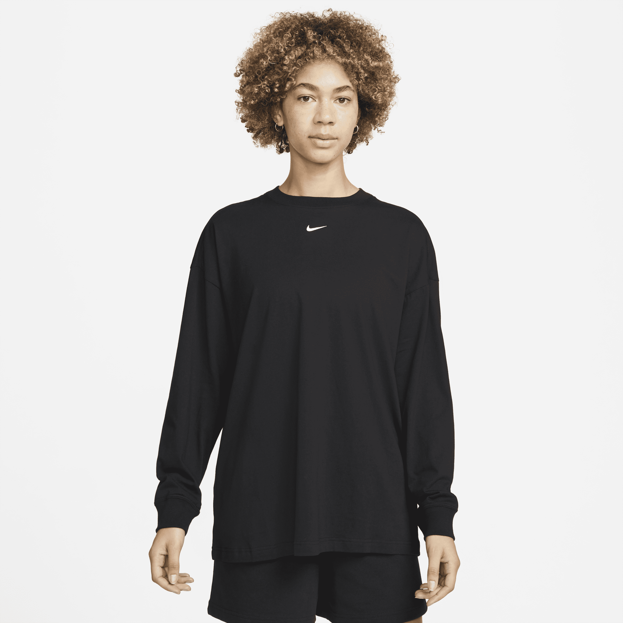 Nike Women's  Sportswear Essentials Long-sleeve Top In Black