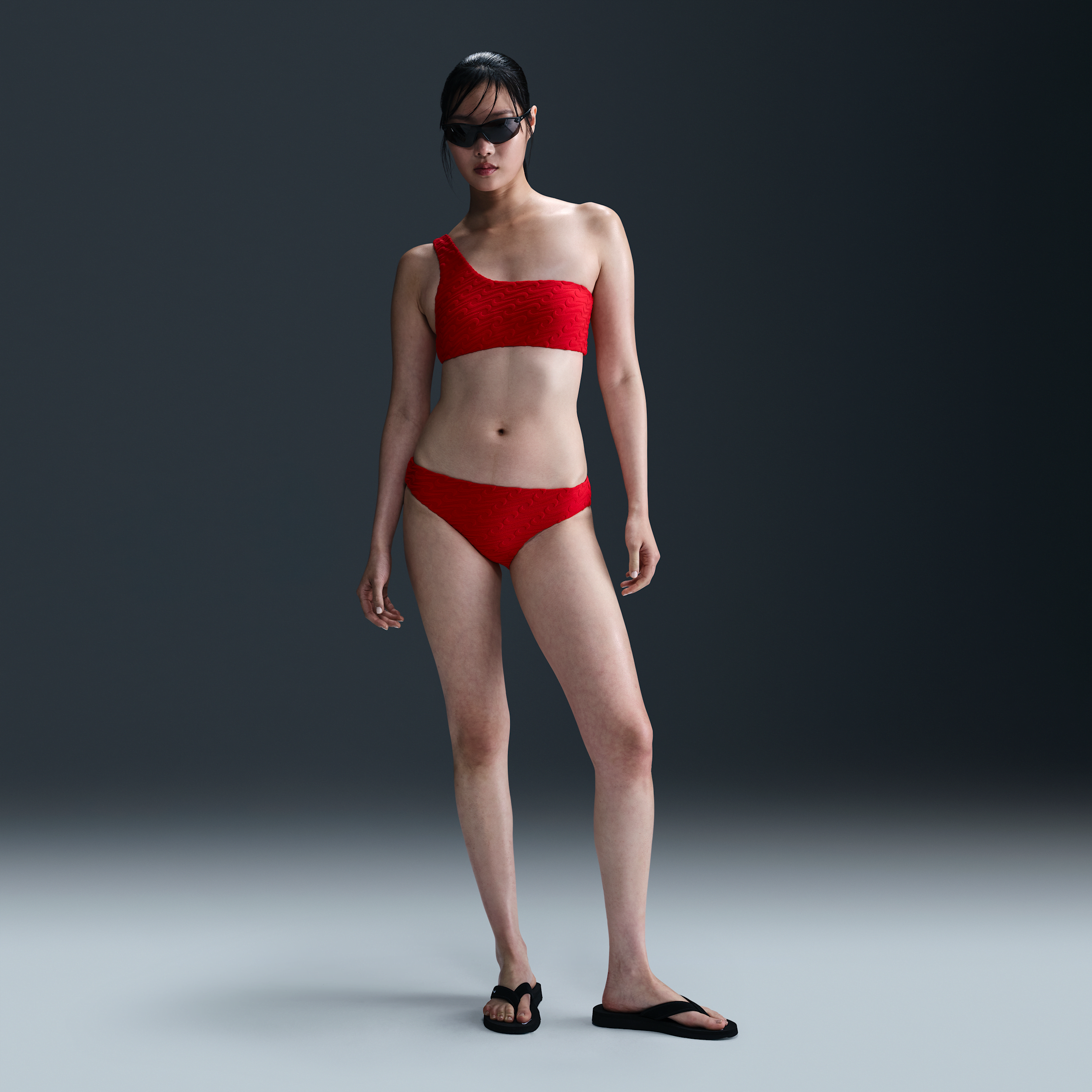 Nike Women's Swim Swoosh Link Terry Hipster Bikini Bottom In Red