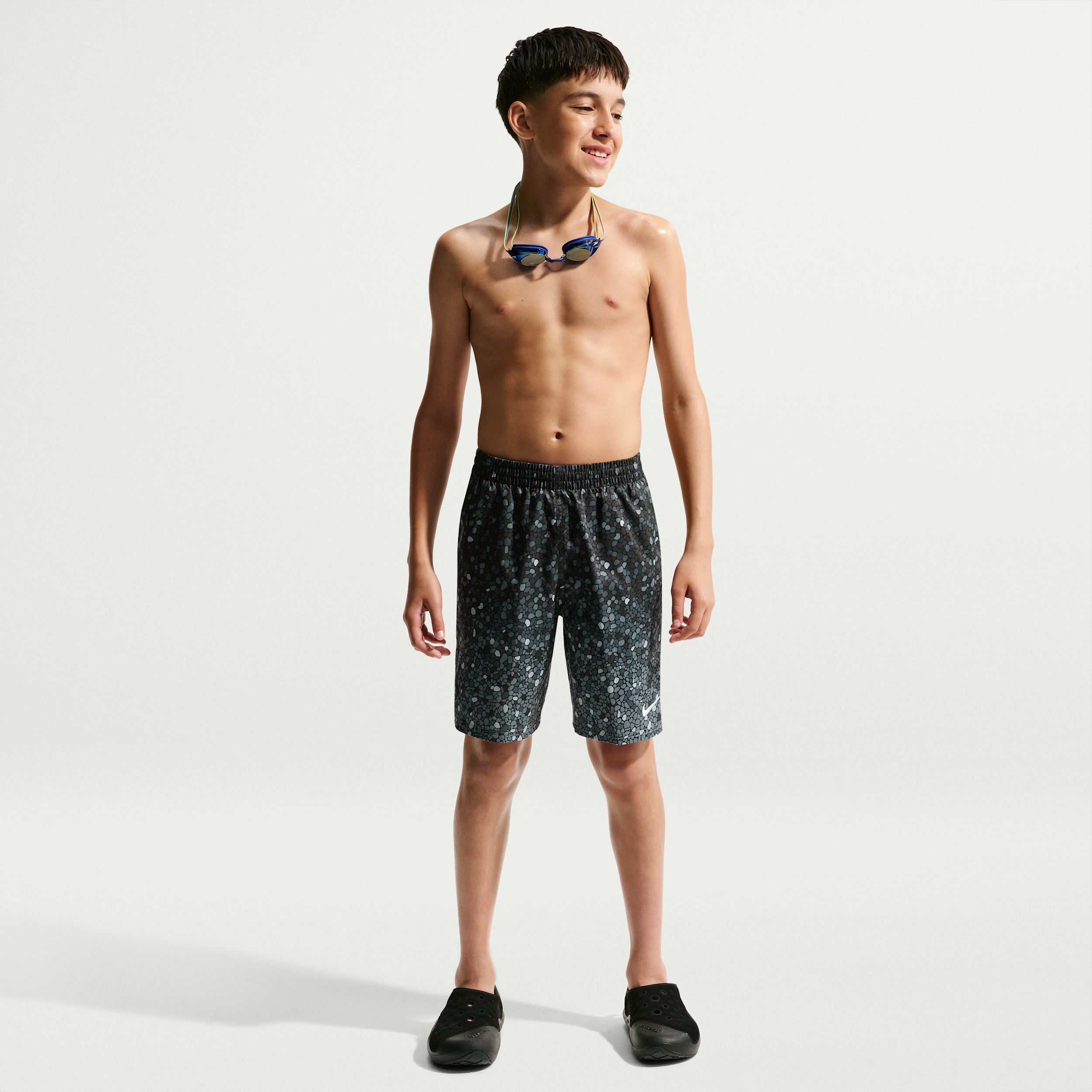 Nike Swim Breaker Big Kids' (Boys') 7" Brief-Lined Volley Short in Black | NESSG823-001