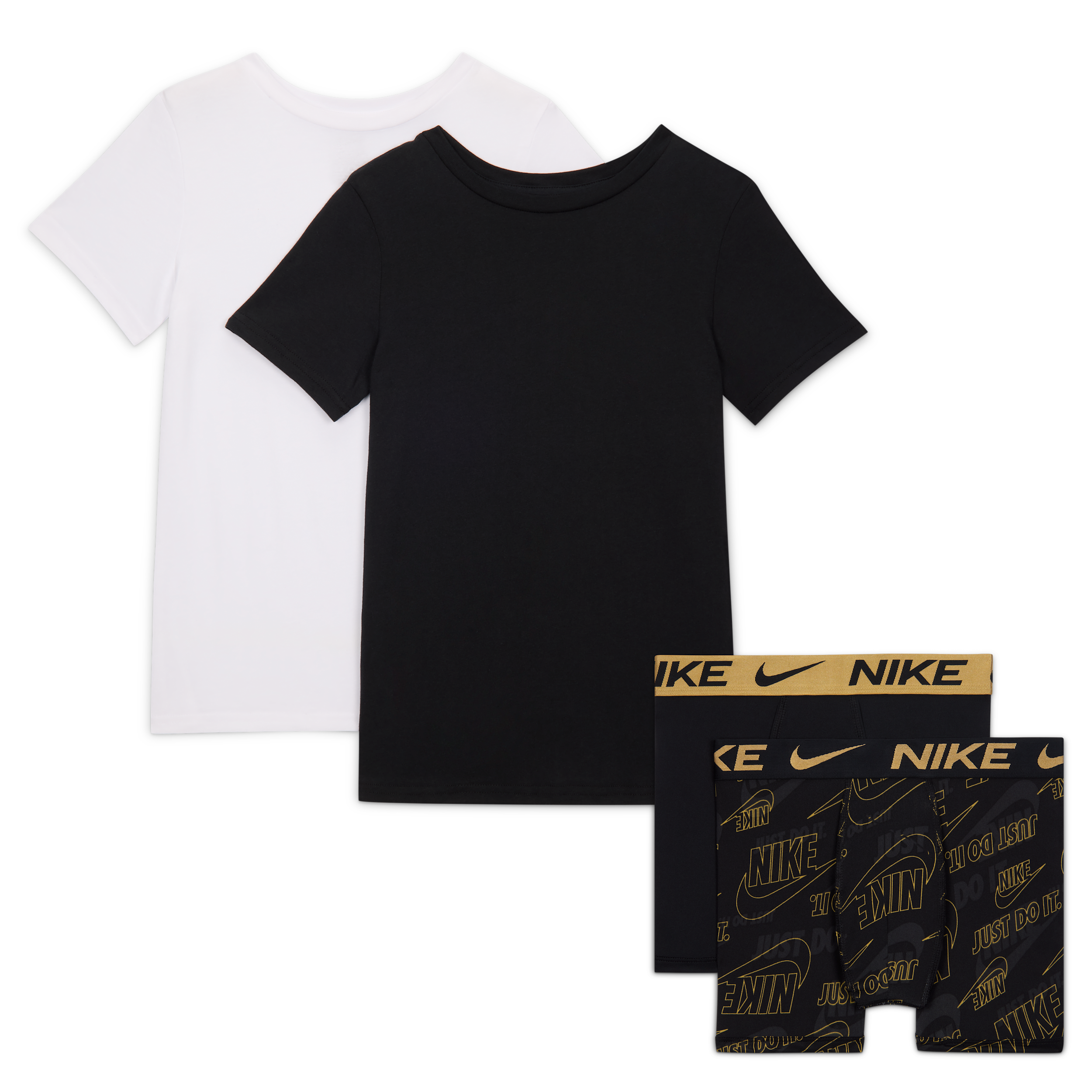 Boys Nike 4 Piece Boxer Brief & Undershirt Set - Boys' Grade School Black/Black Size M