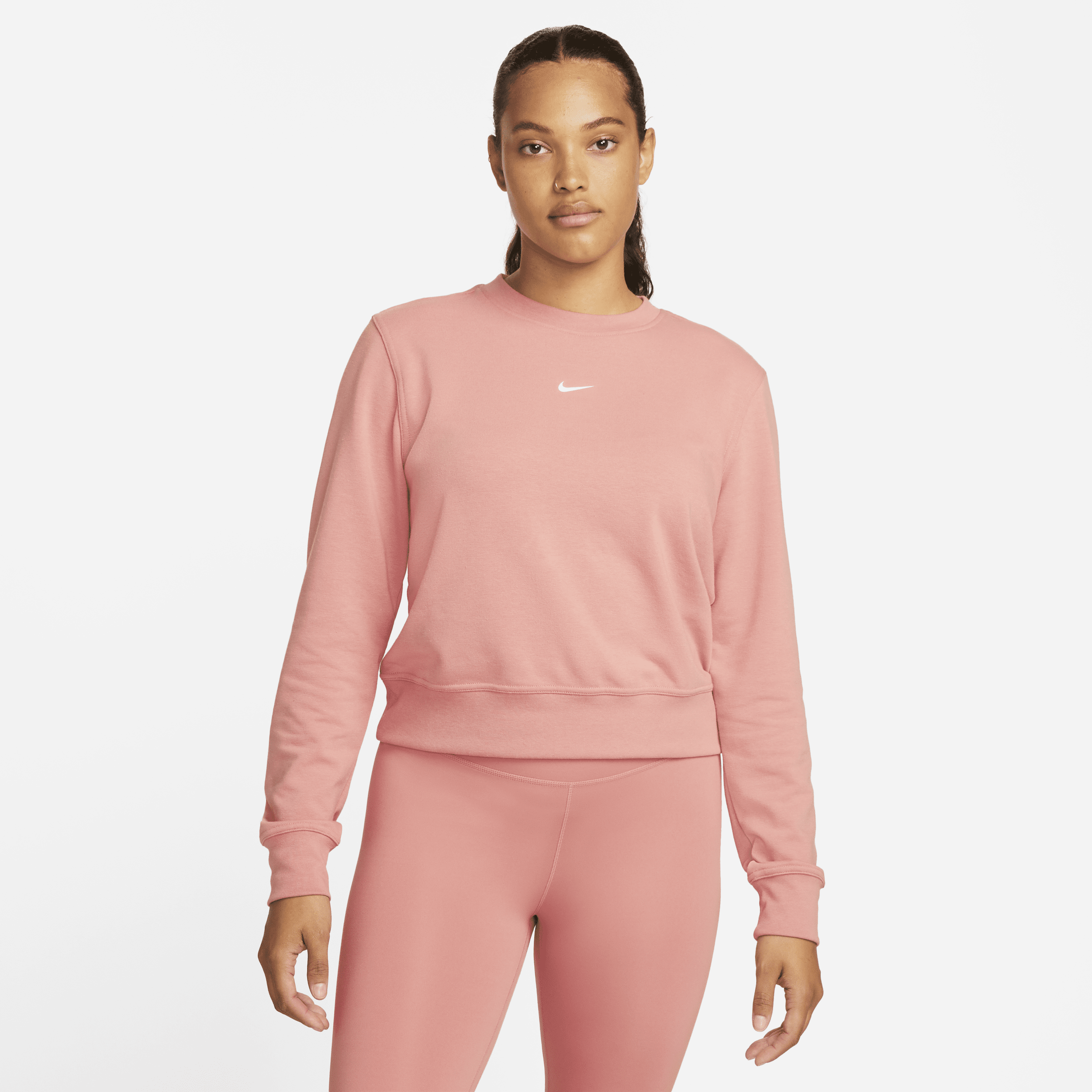 Nike Women's Dri-fit One Crew-neck French Terry Sweatshirt In Pink