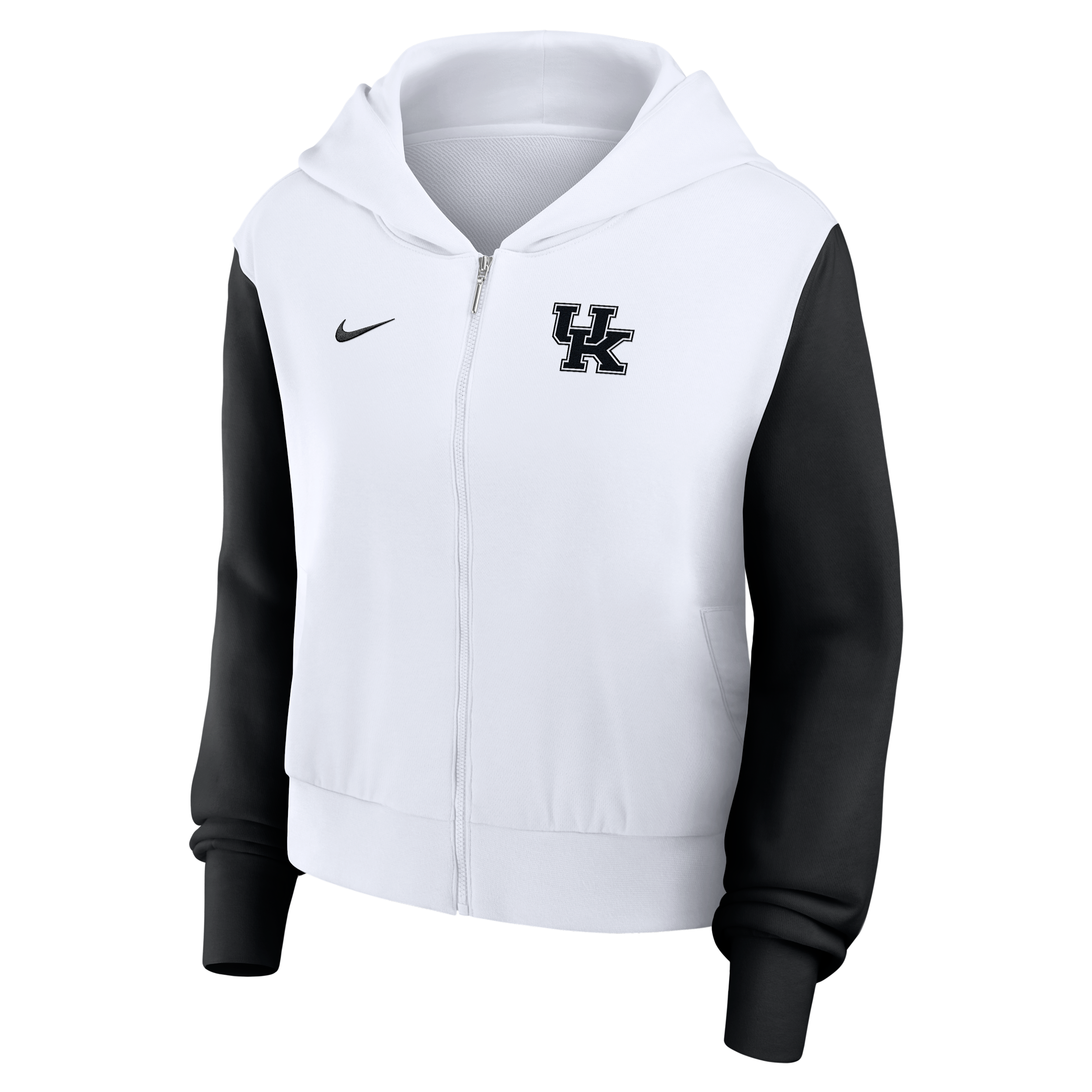Nike White Kentucky Wildcats Cropped Beyond Capability Color-block Script Full-zip Hoodie