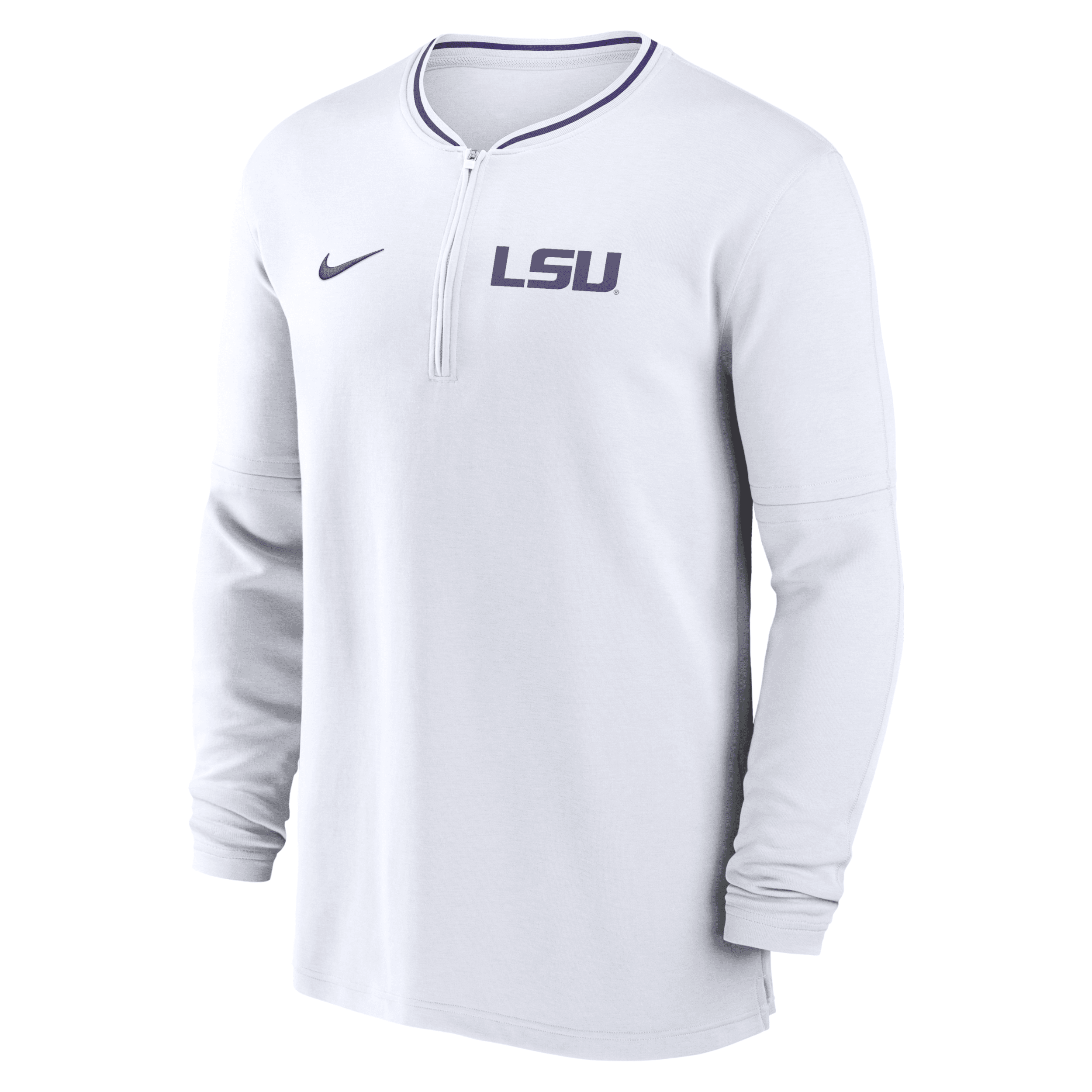 Nike Lsu Tigers Sideline Coach  Men's Dri-fit College 1/2-zip Long-sleeve Top In White