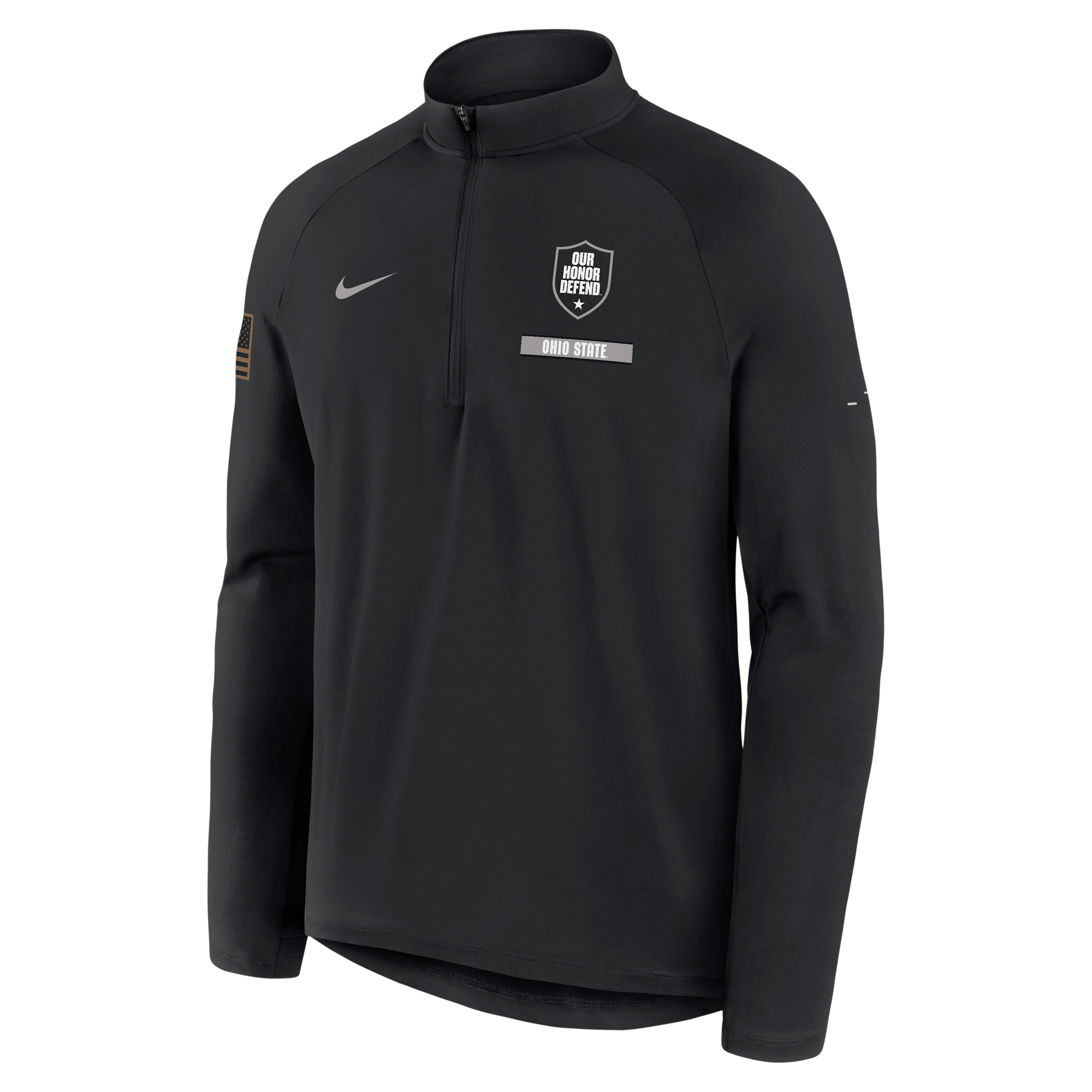 Ohio State 2026 Military Appreciation Stride Nike Men's Dri-FIT College 1/2-Zip Long-Sleeve Top in Black | 04V100AOHD-9UW