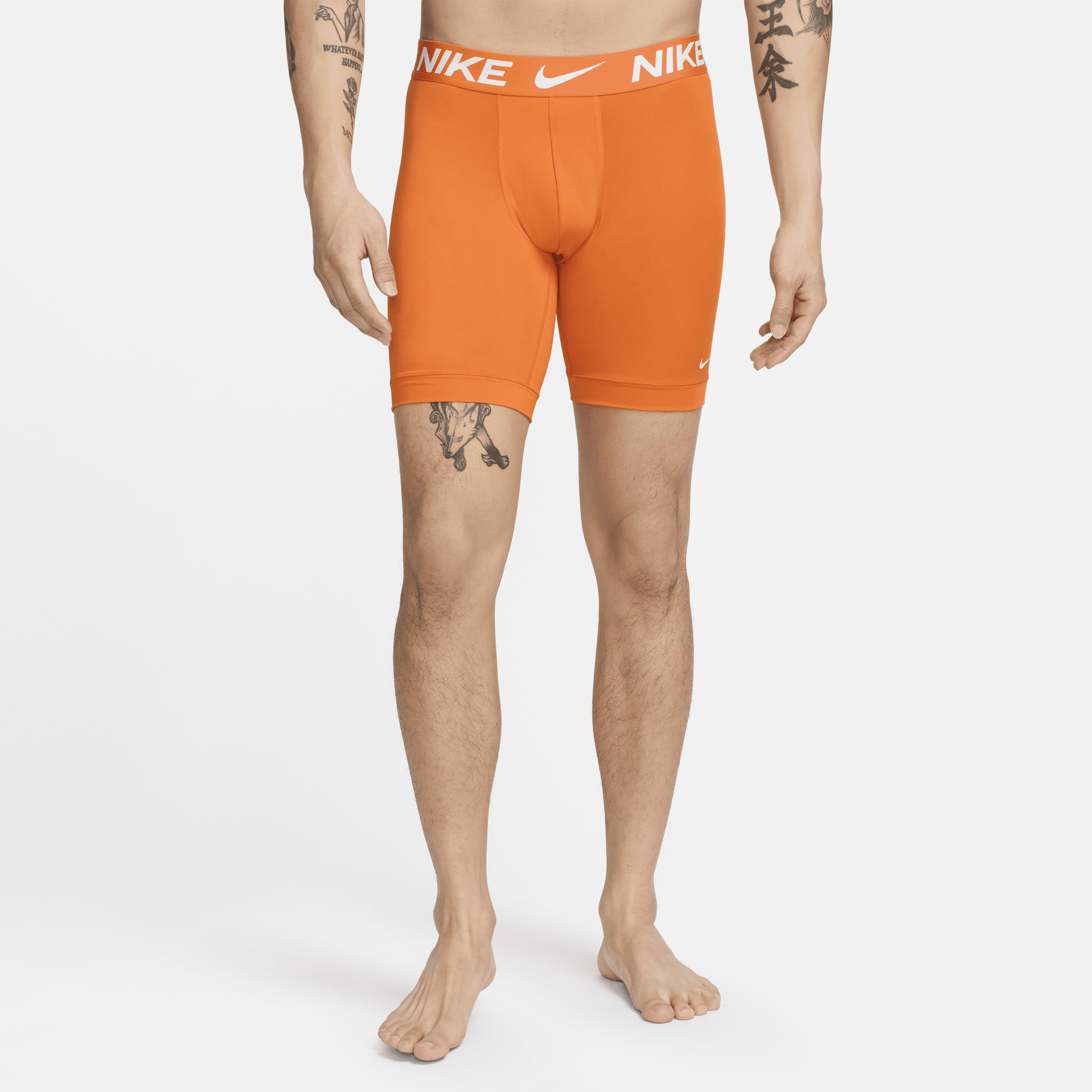 Shop Nike Men's Dri-fit Essential Micro Long Boxer Briefs (3-pack) In Orange