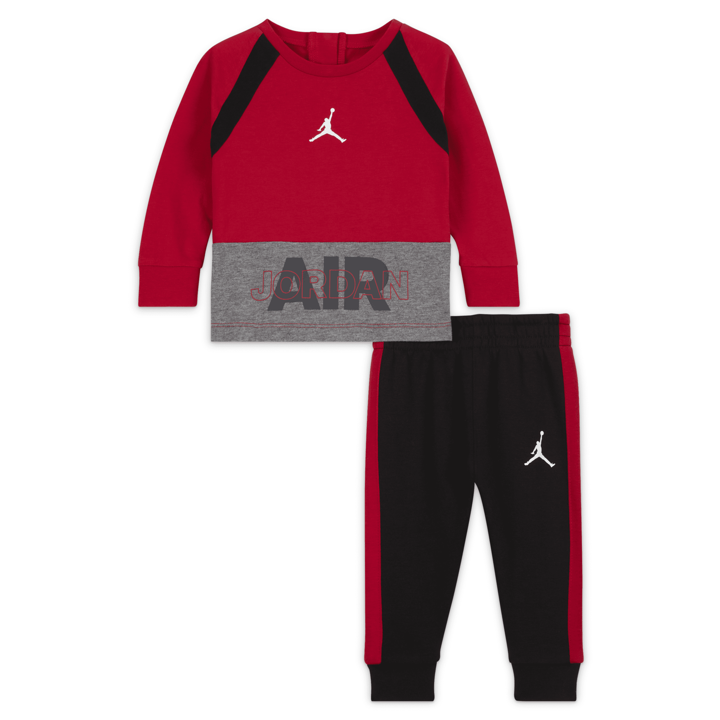 Jordan Baseline Raglan Crew Set Baby (3-6m) Set In Black