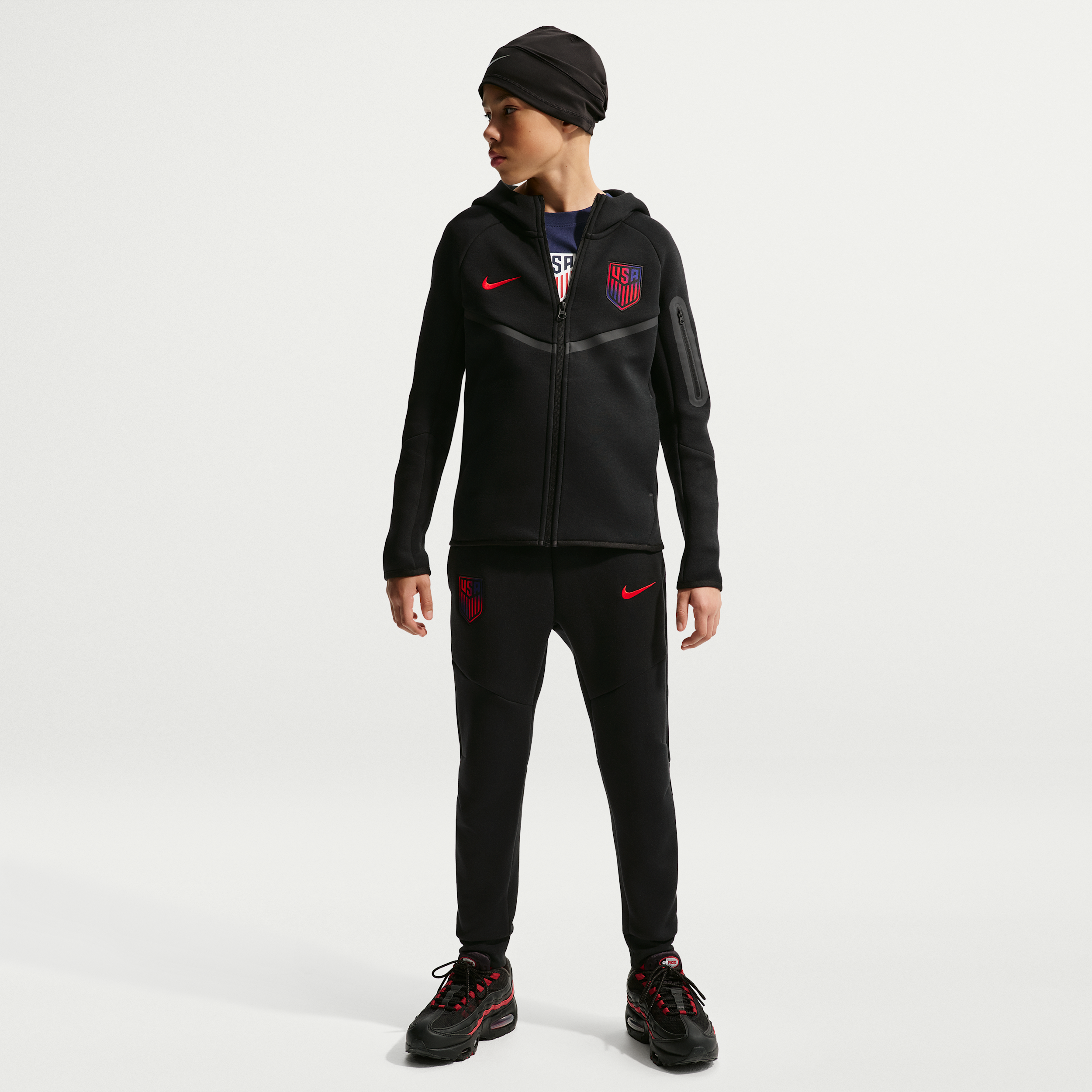 USMNT Tech Fleece Big Kids' (Boys') Nike Soccer Pants in Black | II7118-010