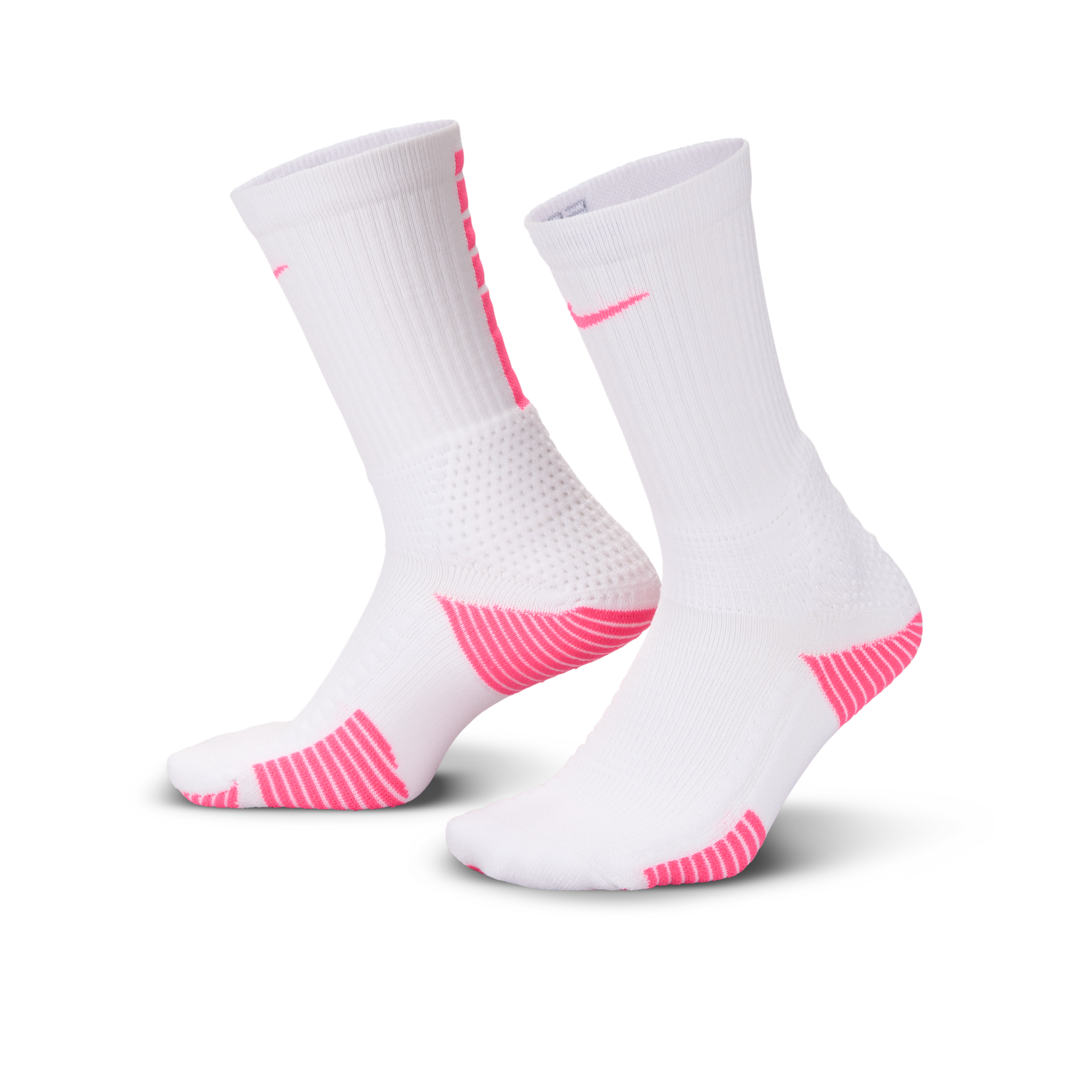 Nike Elite 2.0 Cushion Crew 1 Pair - Adult - White / Hyper Pink / Wolf Grey Size M