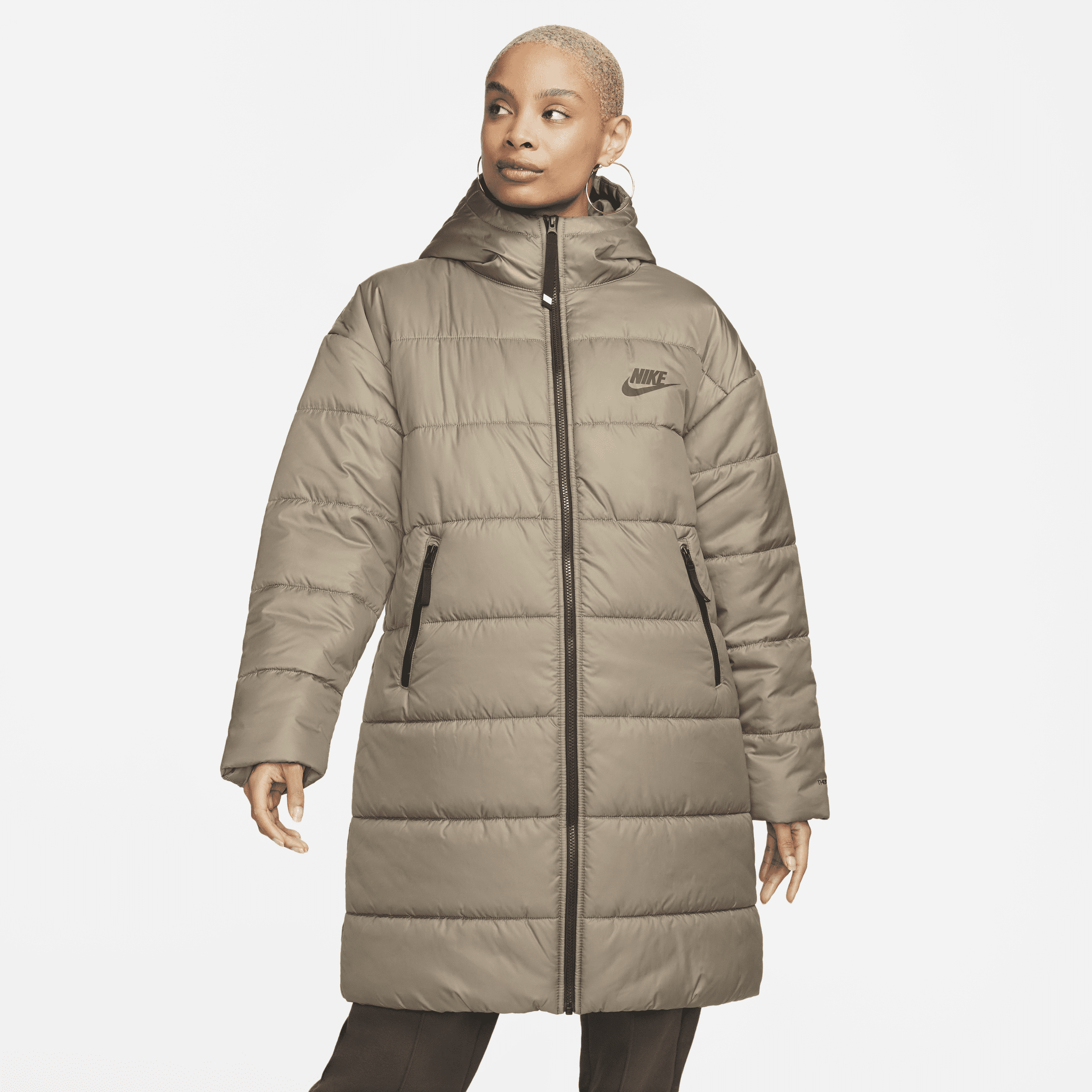 Nike Women's  Sportswear Therma-fit Repel Synthetic-fill Hooded Parka In Grey