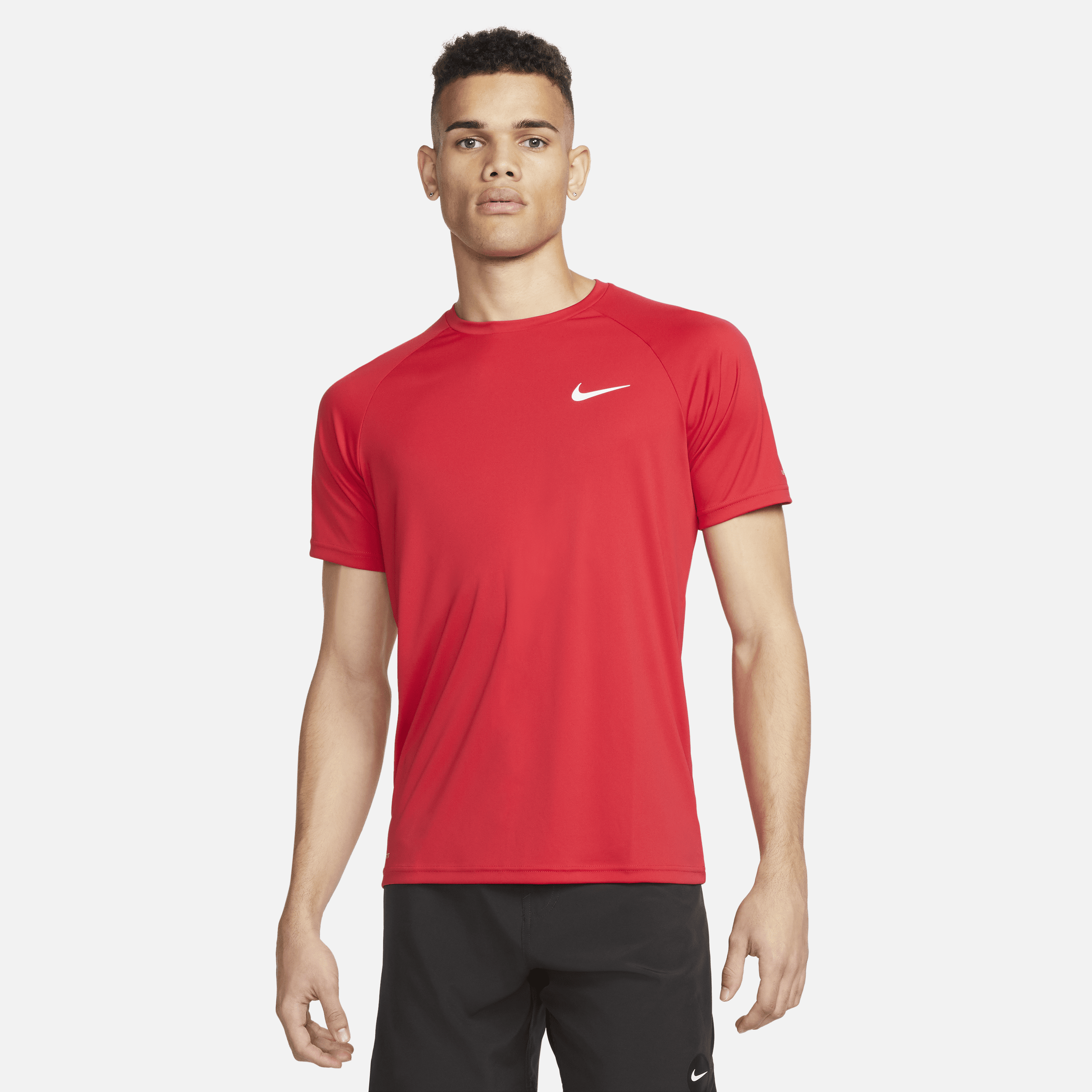 Shop Nike Men's Essential Short-sleeve Hydroguard Swim Shirt In Red