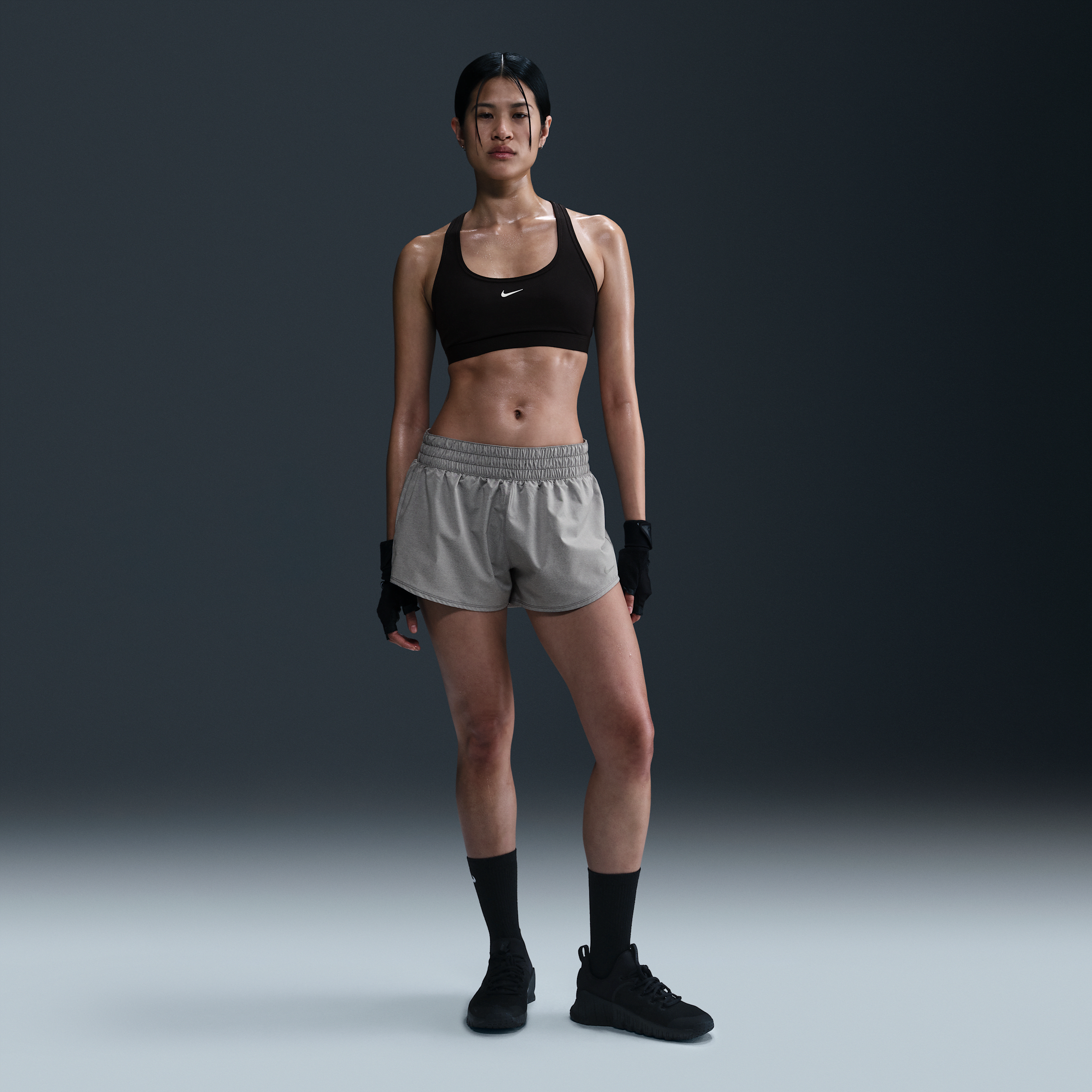 Shop Nike Women's One Dri-fit Mid-rise 3" Brief-lined Shorts In Grey