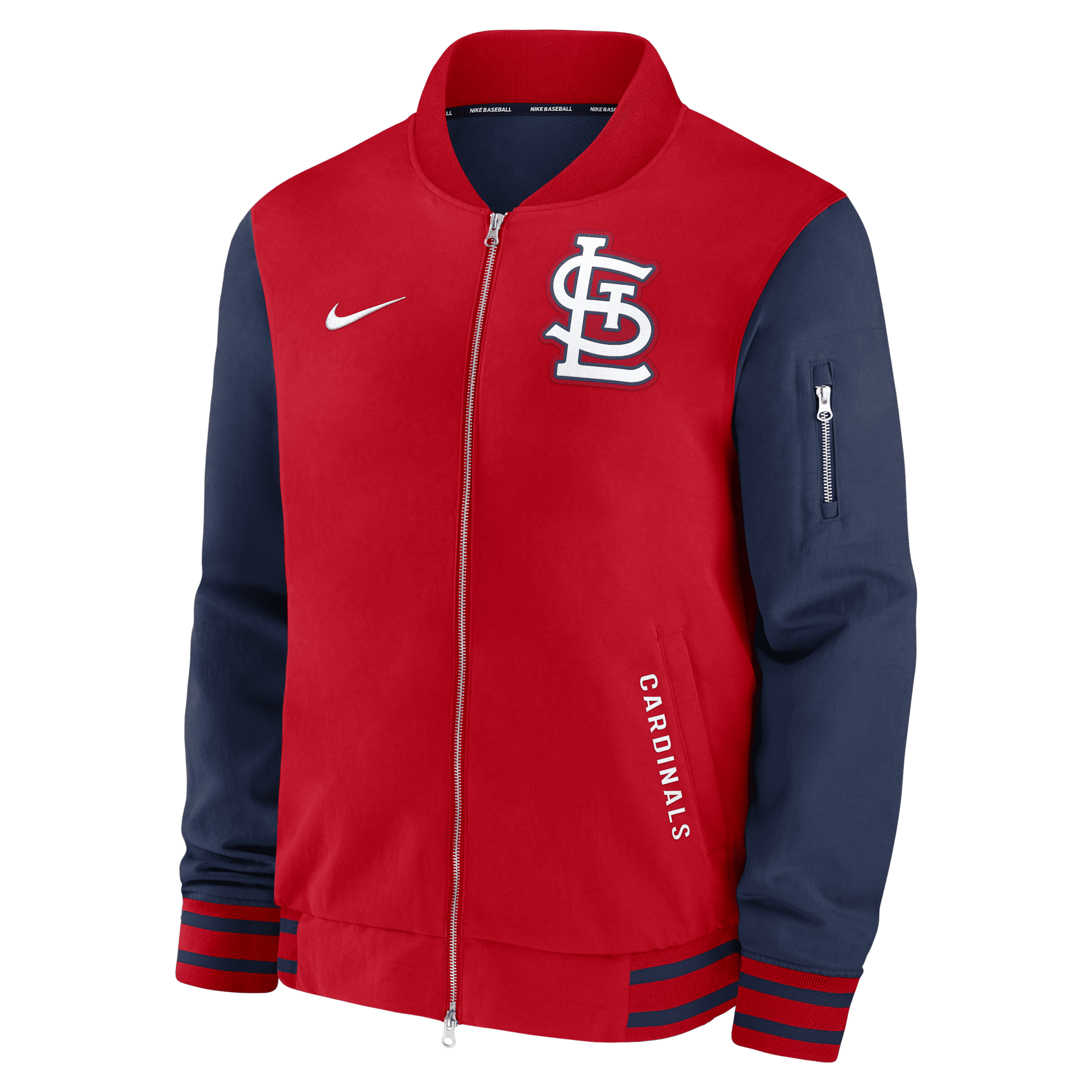 Nike St. Louis Cardinals Authentic Collection Dugout Men's Mlb Full-zip Bomber Jacket In Red