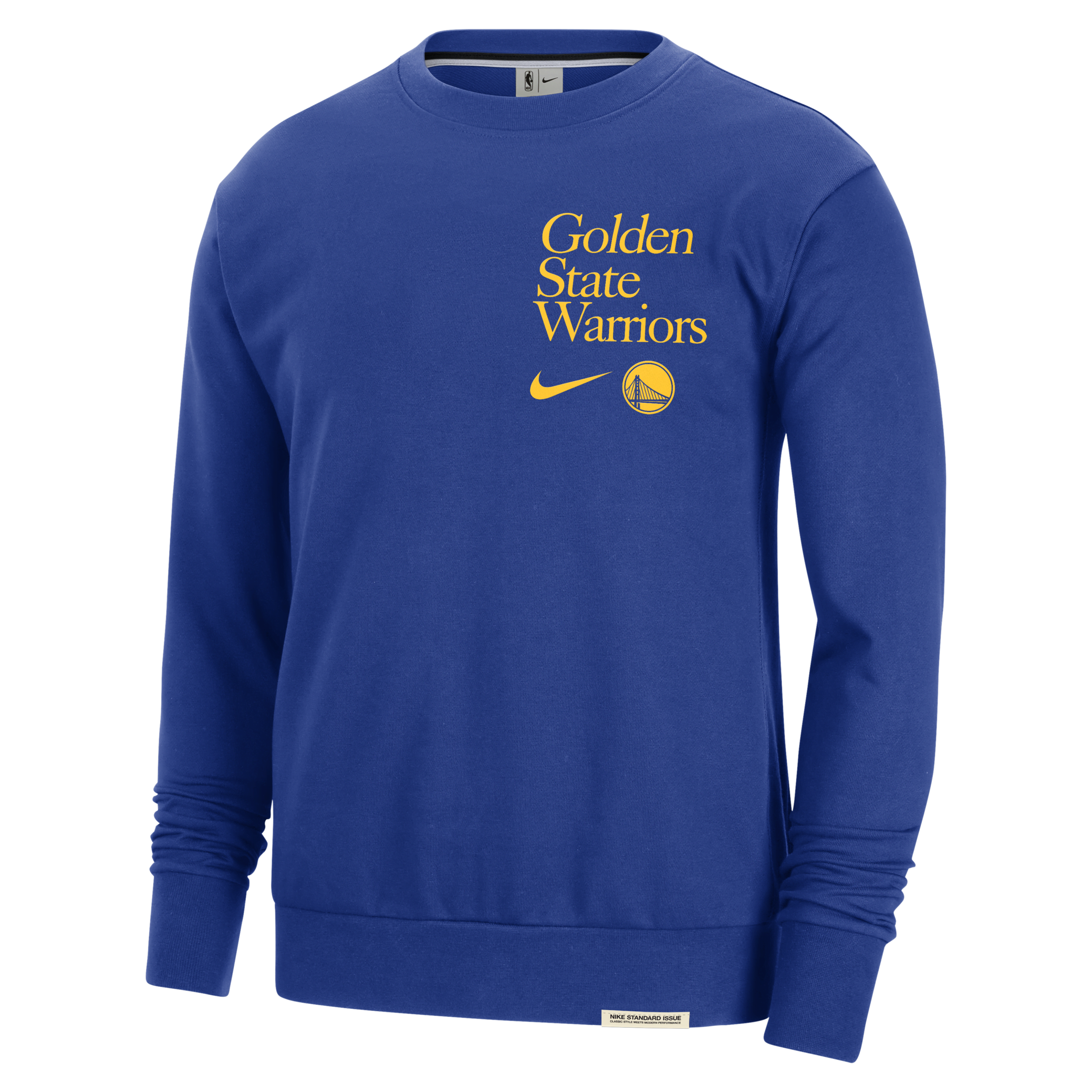 Nike Golden State Warriors Standard Issue  Men's Dri-fit Nba Crew-neck Sweatshirt In Blue