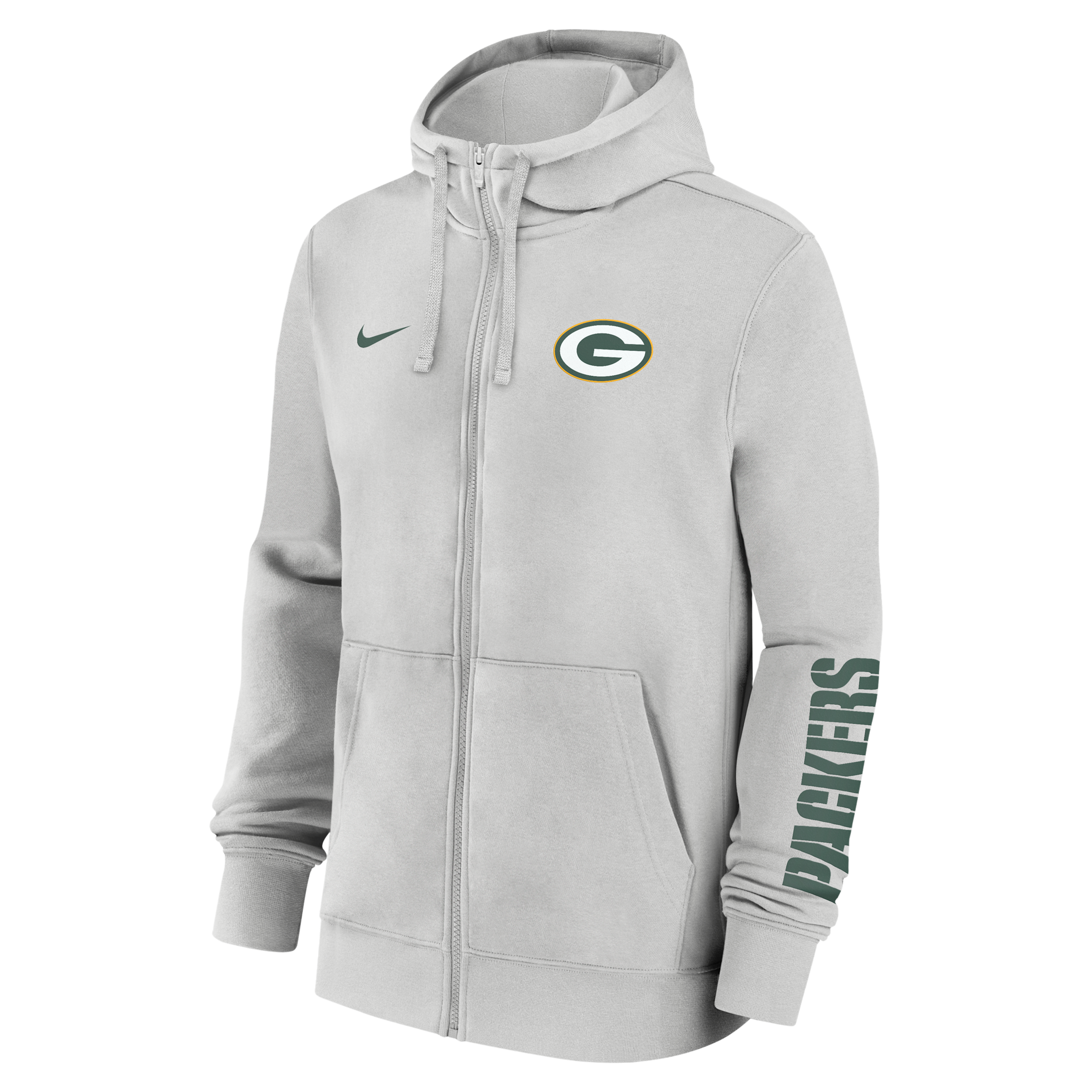 Green Bay Packers Club Nike Men's NFL Full-Zip Hoodie in Grey | 01NC0BB7T-1LR