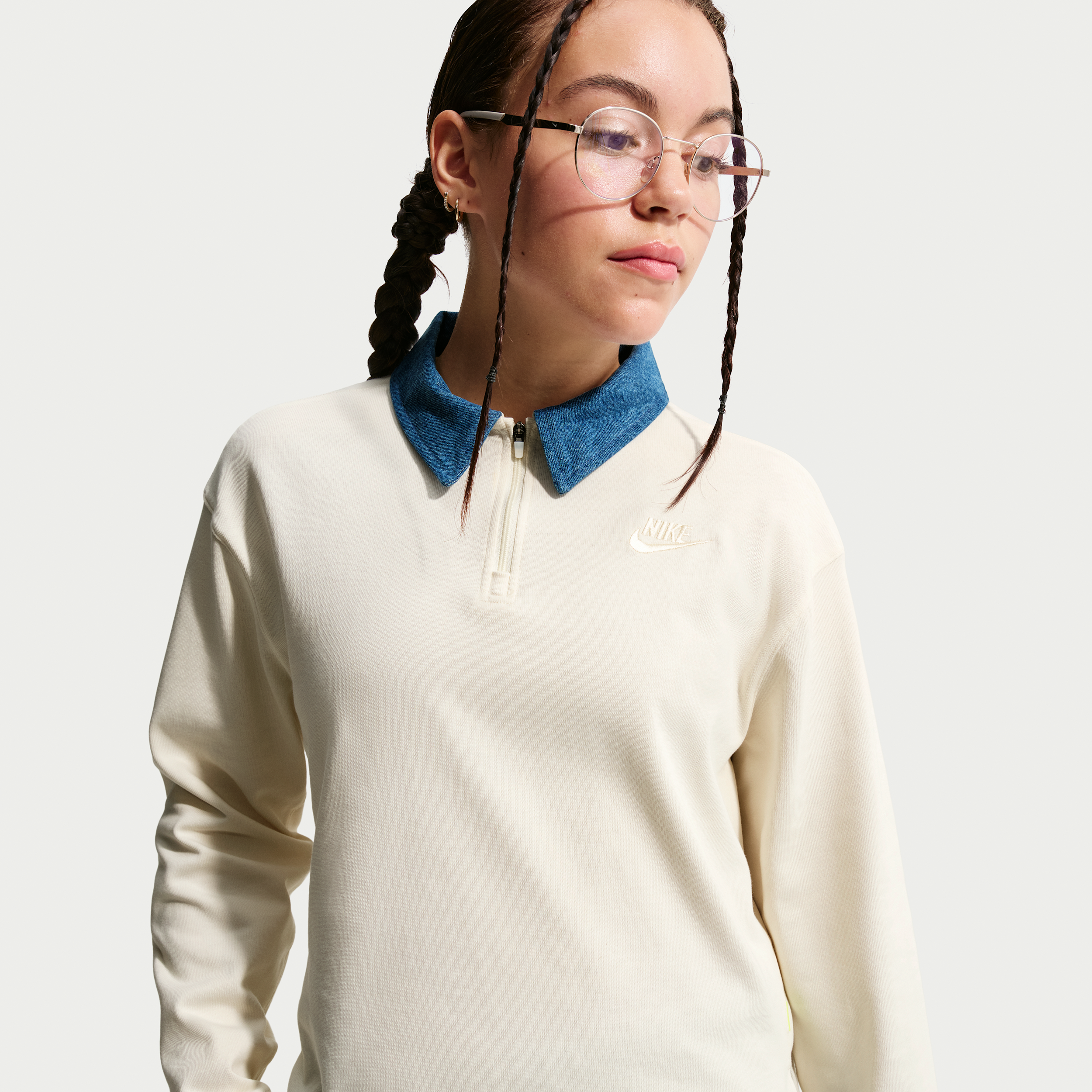 Nike Sportswear Collection Big Kids' (Girls') Long-Sleeve Polo Top in Brown | IF2311-047
