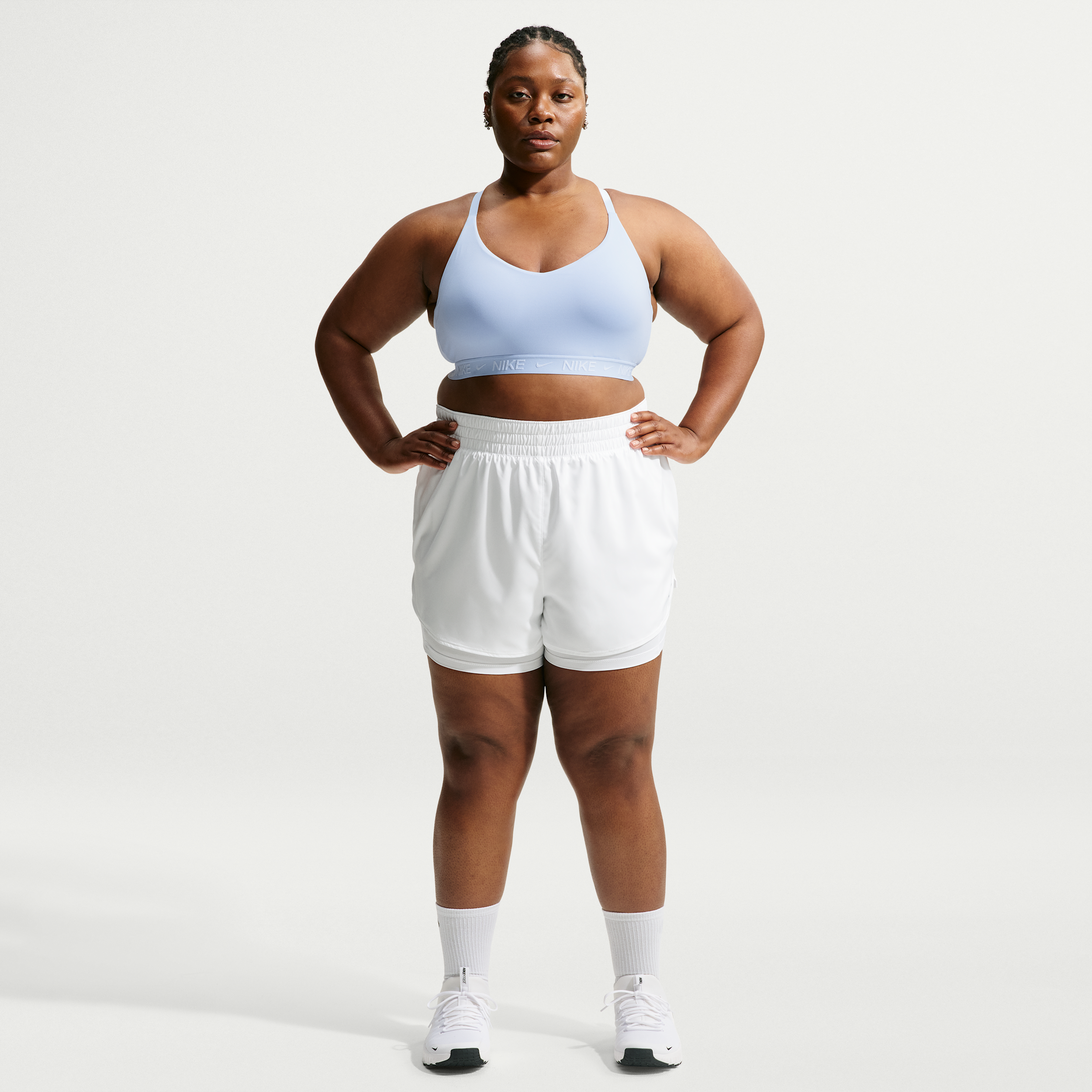 Nike Women's Dri-FIT One High-Waisted 3" 2-in-1 Shorts (Plus Size) in White | FB3222-101