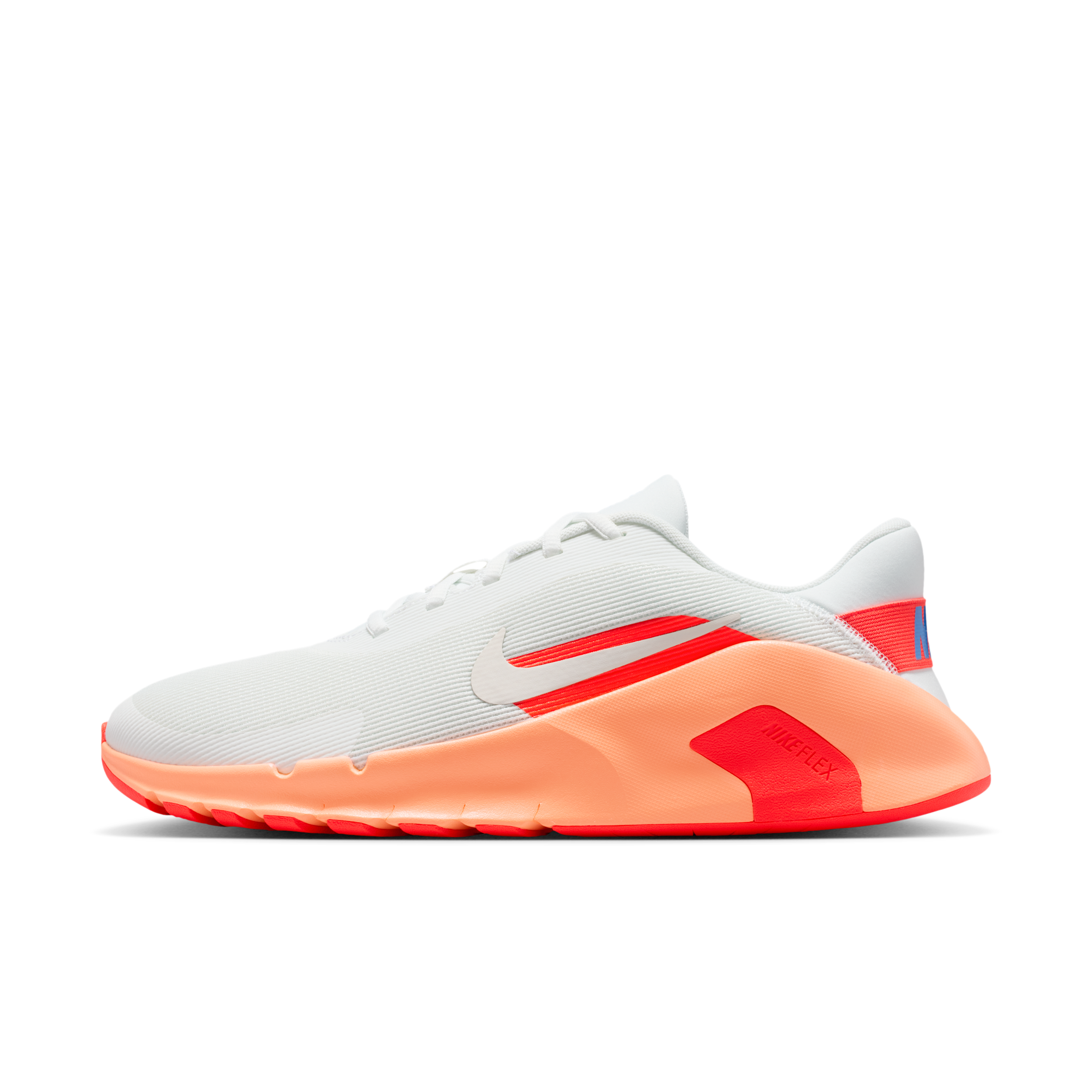 Nike Men's Flex Train Training Shoes in Summit White/Orange Pulse/Hot Lava Size: 8.5