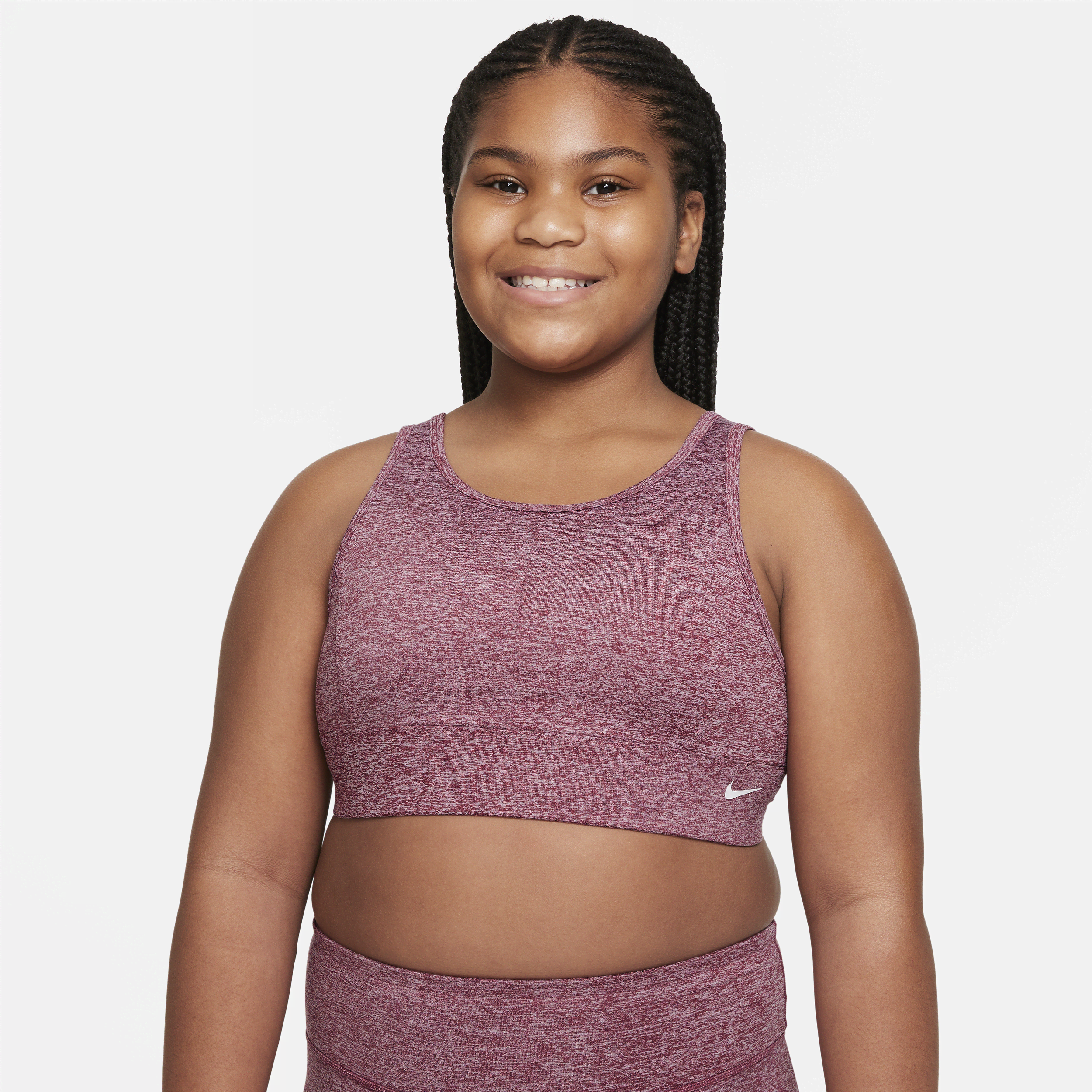 Nike Dri-fit Swoosh Luxe Big Kids' (girls') Sports Bra (extended Size) In  Red