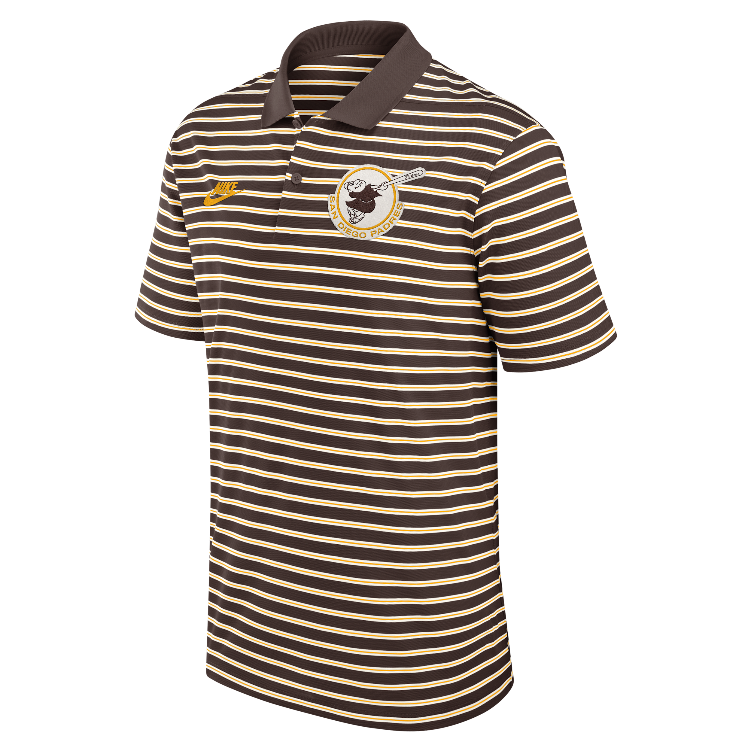 San Diego Padres Cooperstown Striped Victory Nike Men's Dri-FIT MLB Polo in Brown | 02LX0I0MSDP-JNX