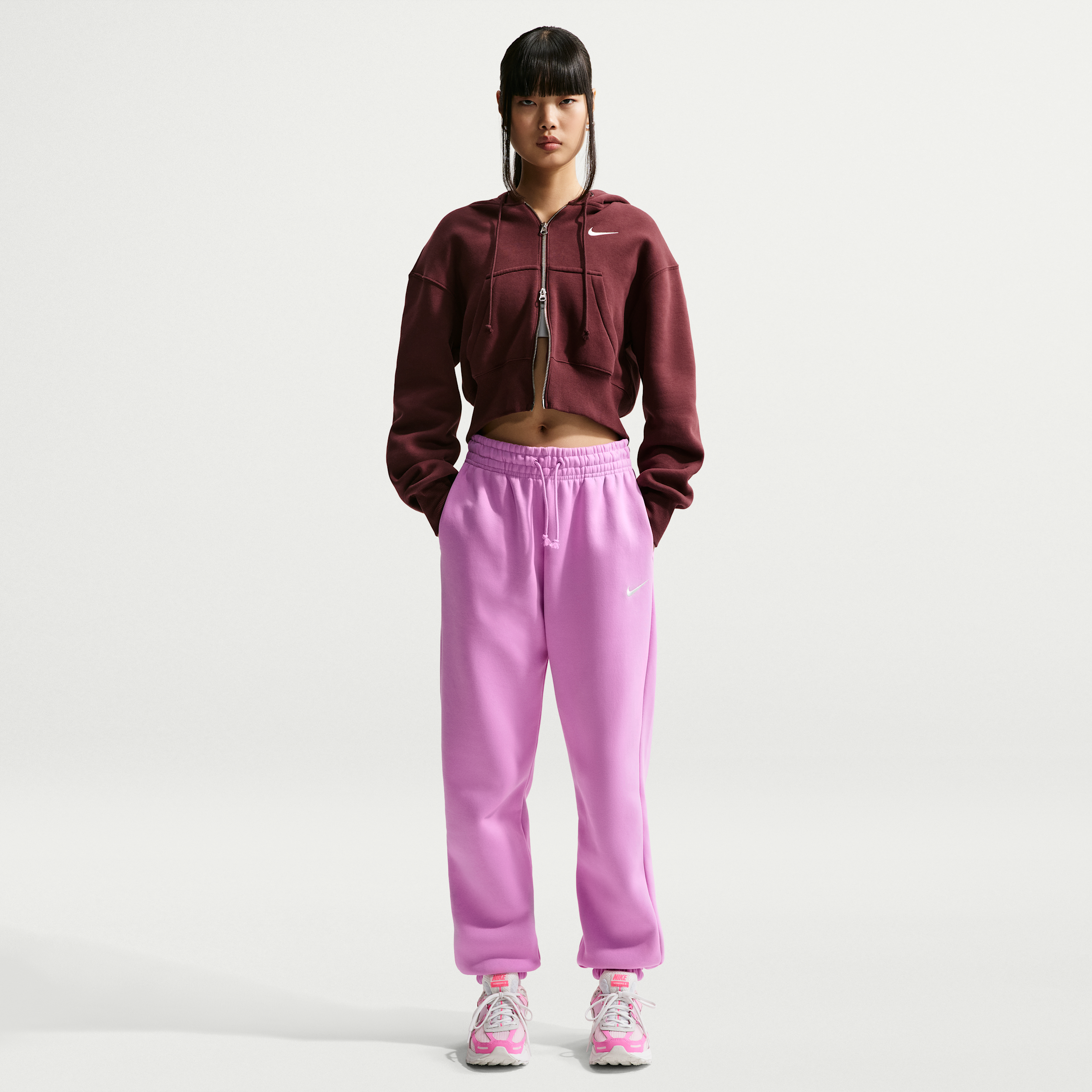Women's Nike Sportswear Phoenix Fleece High-Waisted Oversized Sweatpants in Purple | FZ5996-503