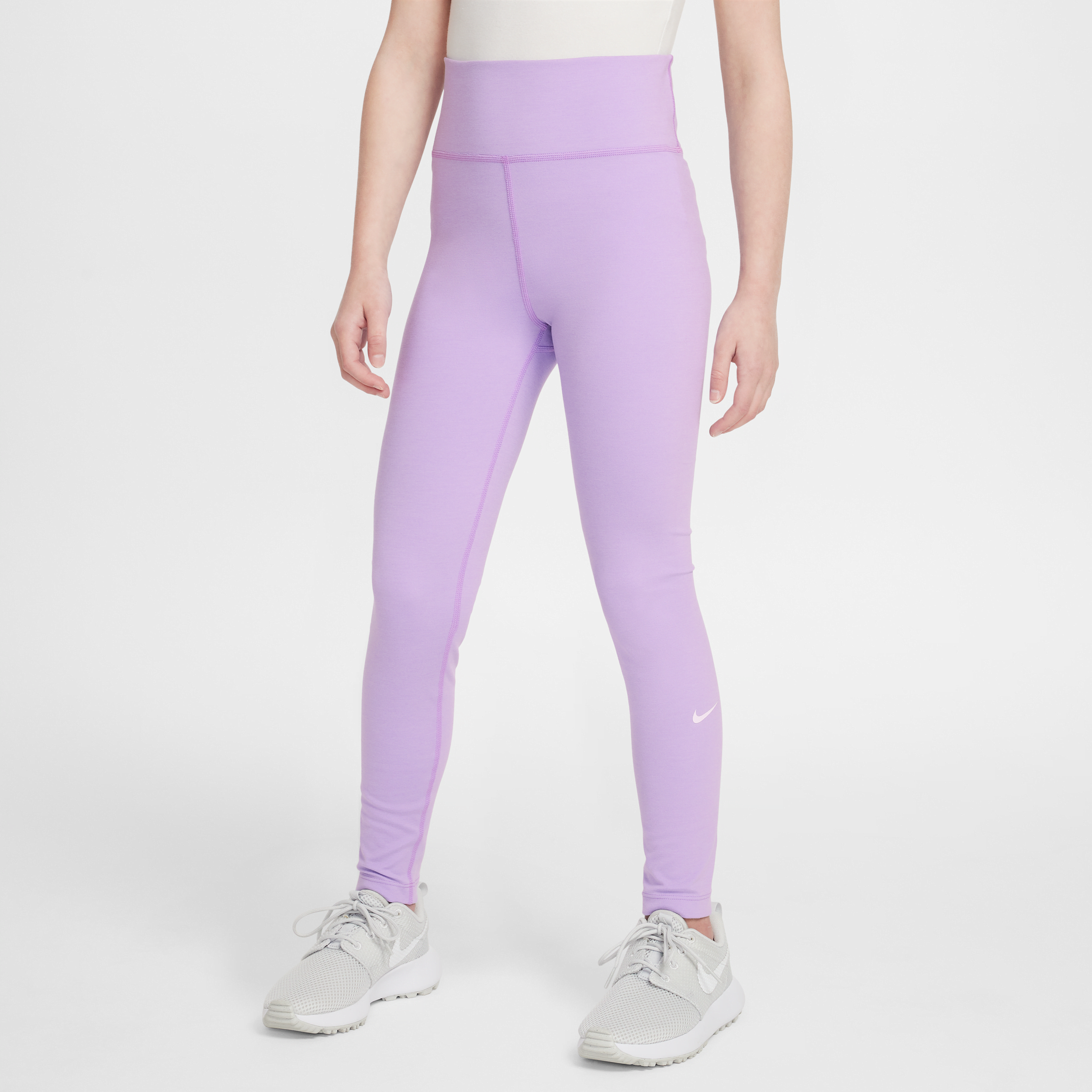Nike One Big Kidsâ (girls') Dri-fit High-waisted Leggings In Purple