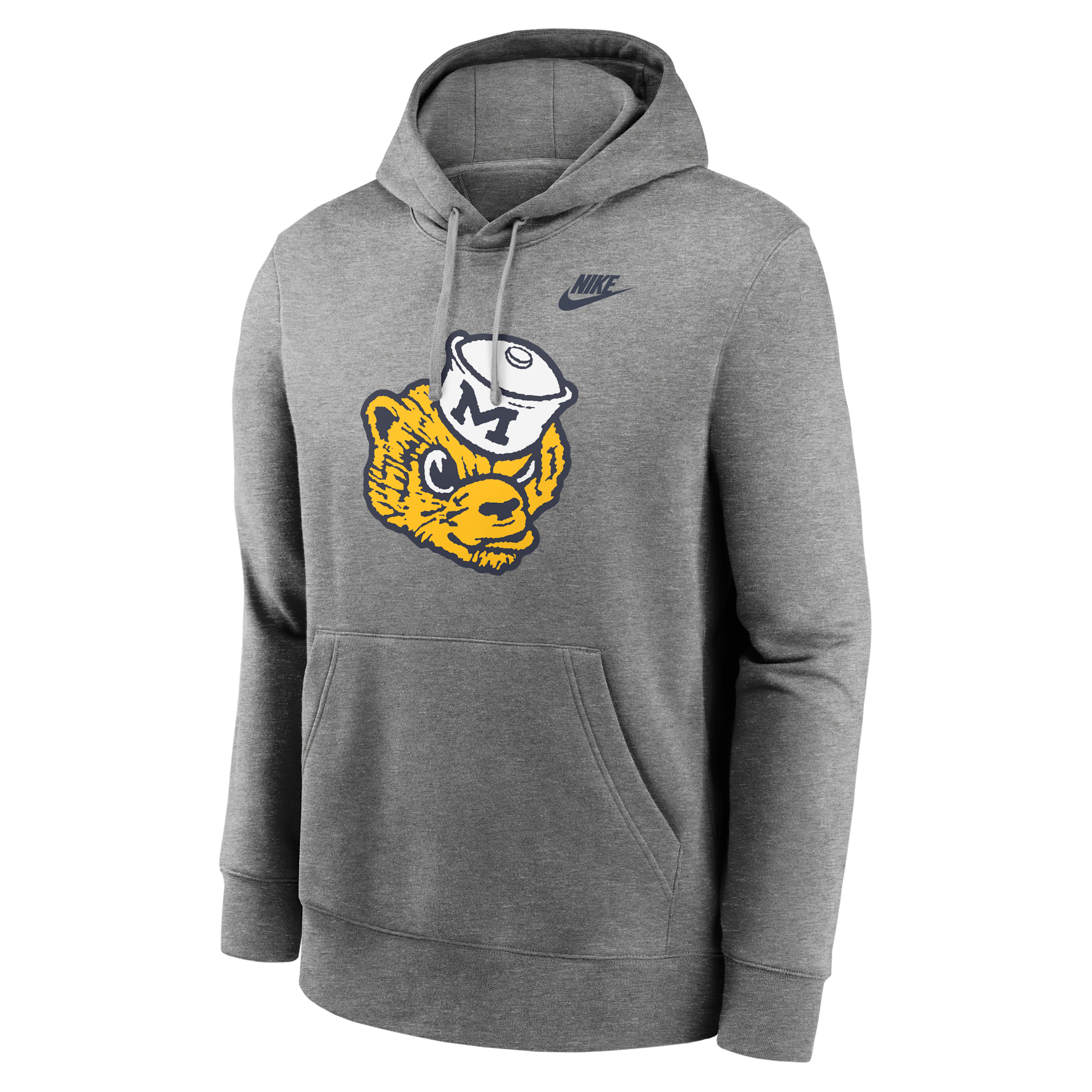 Michigan Wolverines Legacy Club Primary Logo Nike Men's College Pullover Hoodie in Grey | CLEVGFTNKDKUXP-MIC