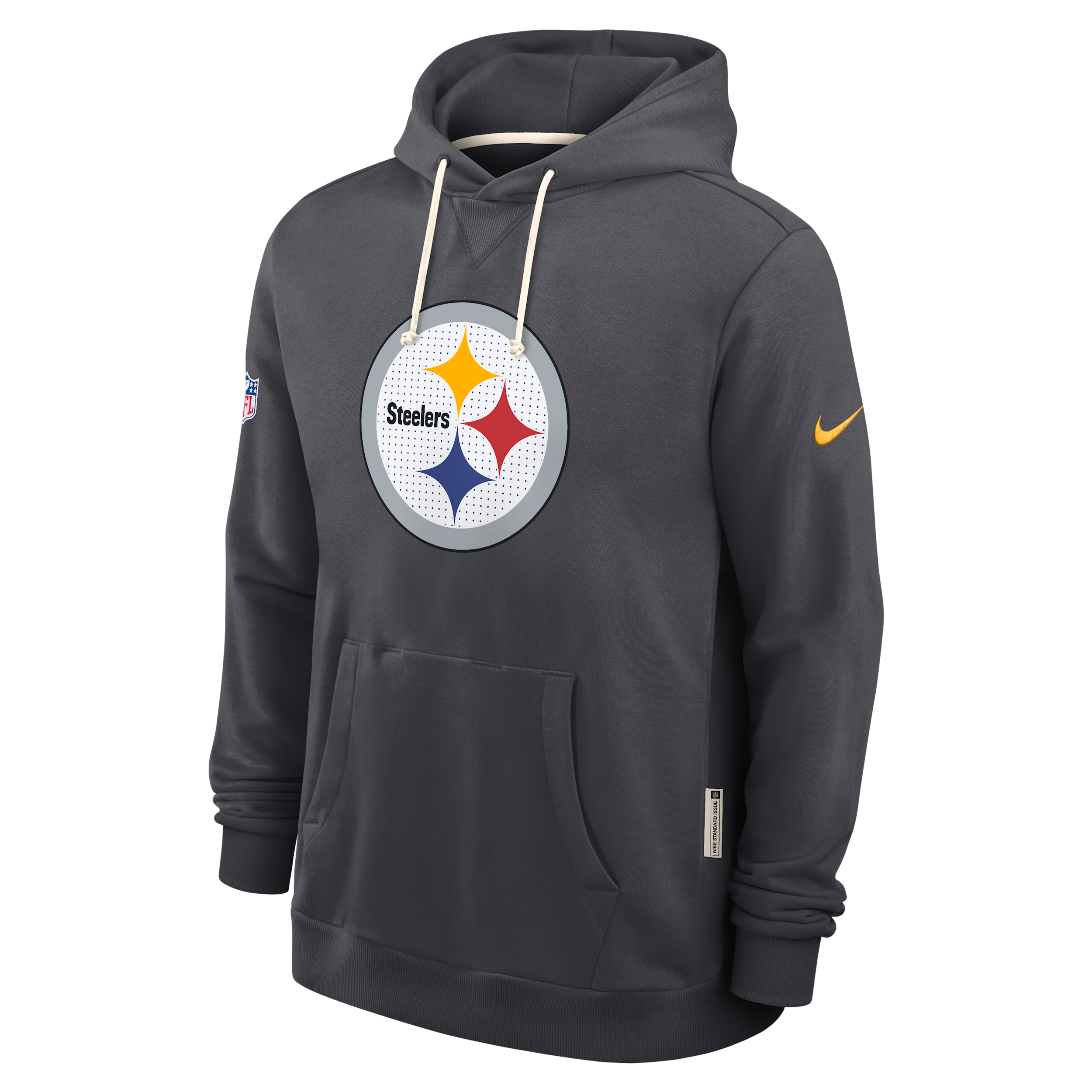 Nike Anthracite Pittsburgh Steelers Sideline Standard Issue Initial Home Dri-fit Hoodie In Black