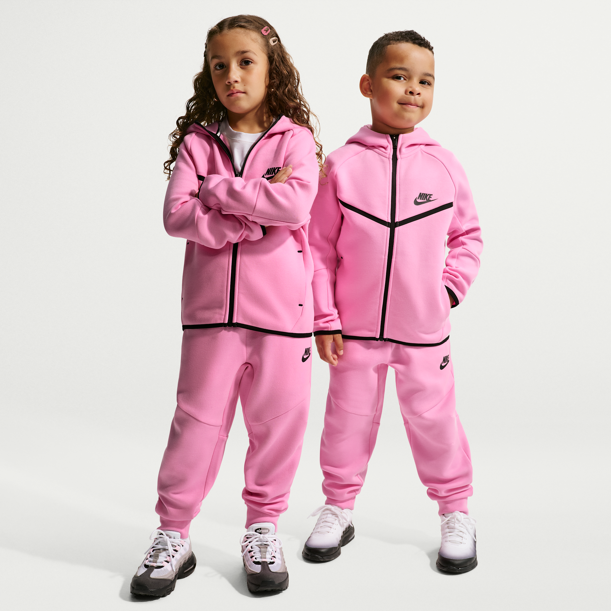 Nike Sportswear Little Kids' Tech Fleece 2-Piece Full-Zip Set in Pink | 36M880-AAH