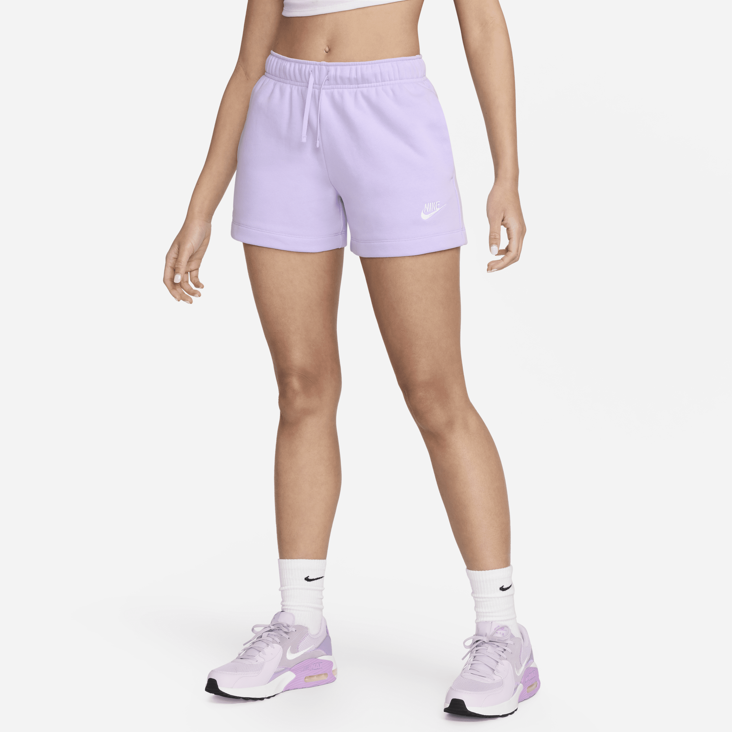 Shop Nike Women's  Sportswear Club Fleece Mid-rise Shorts In Purple